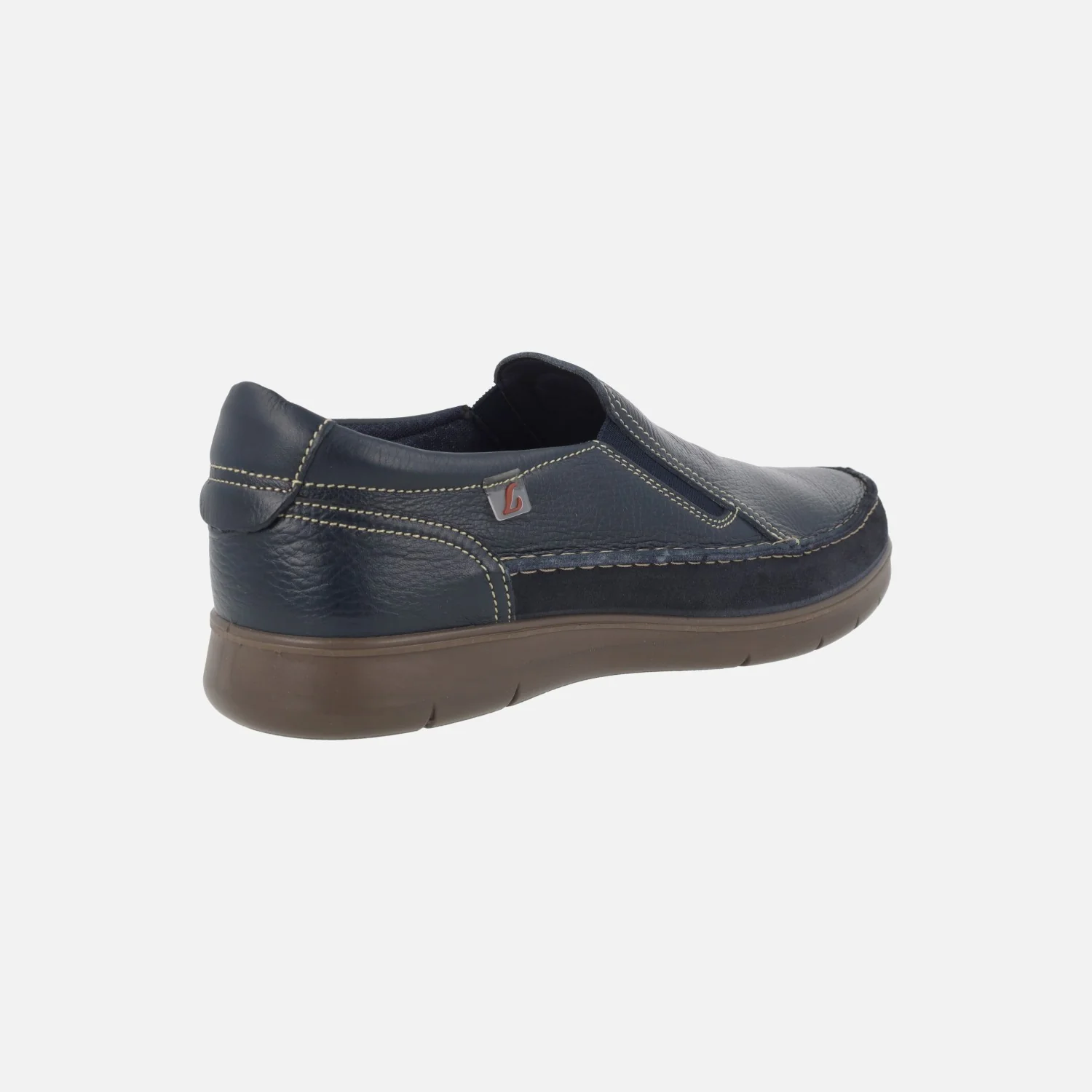 Mocasines de piel en azul marino con elásticos laterales - Image 3