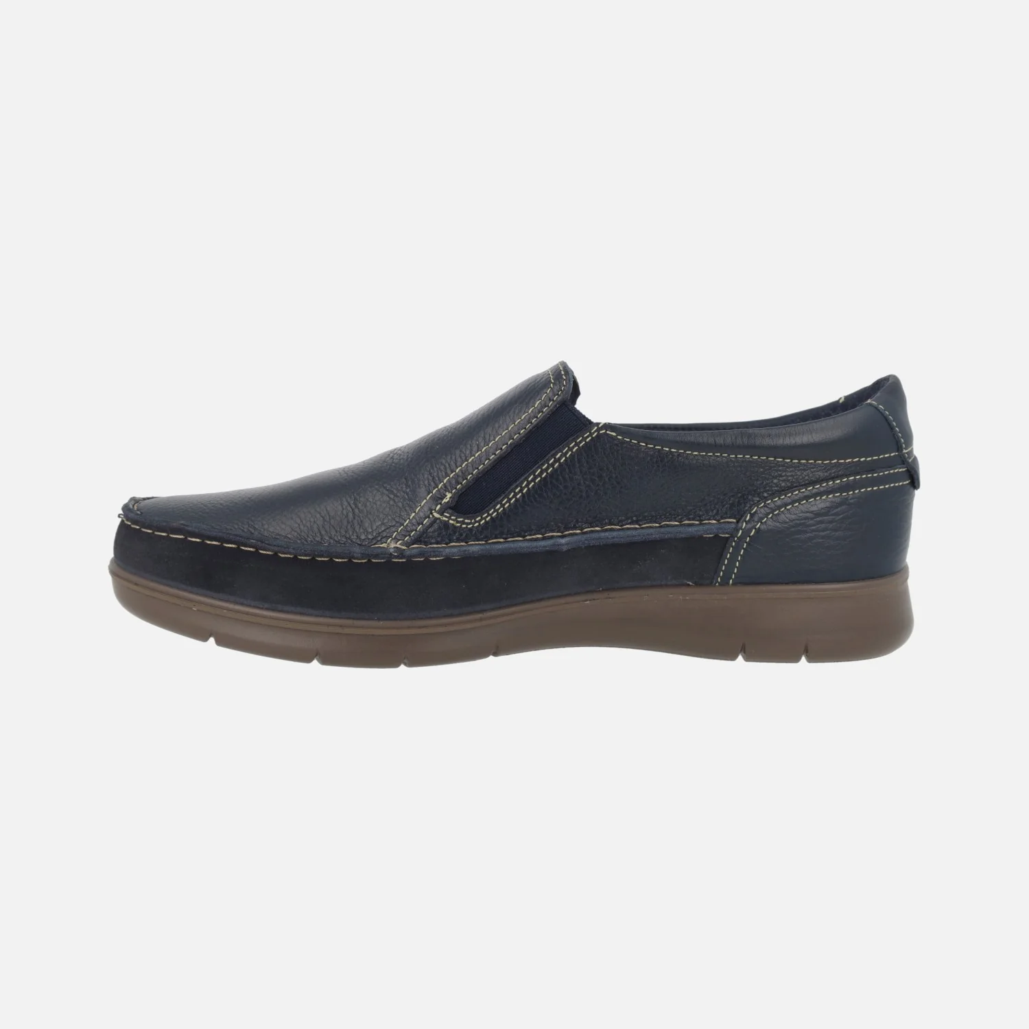 Mocasines de piel en azul marino con elásticos laterales - Image 4