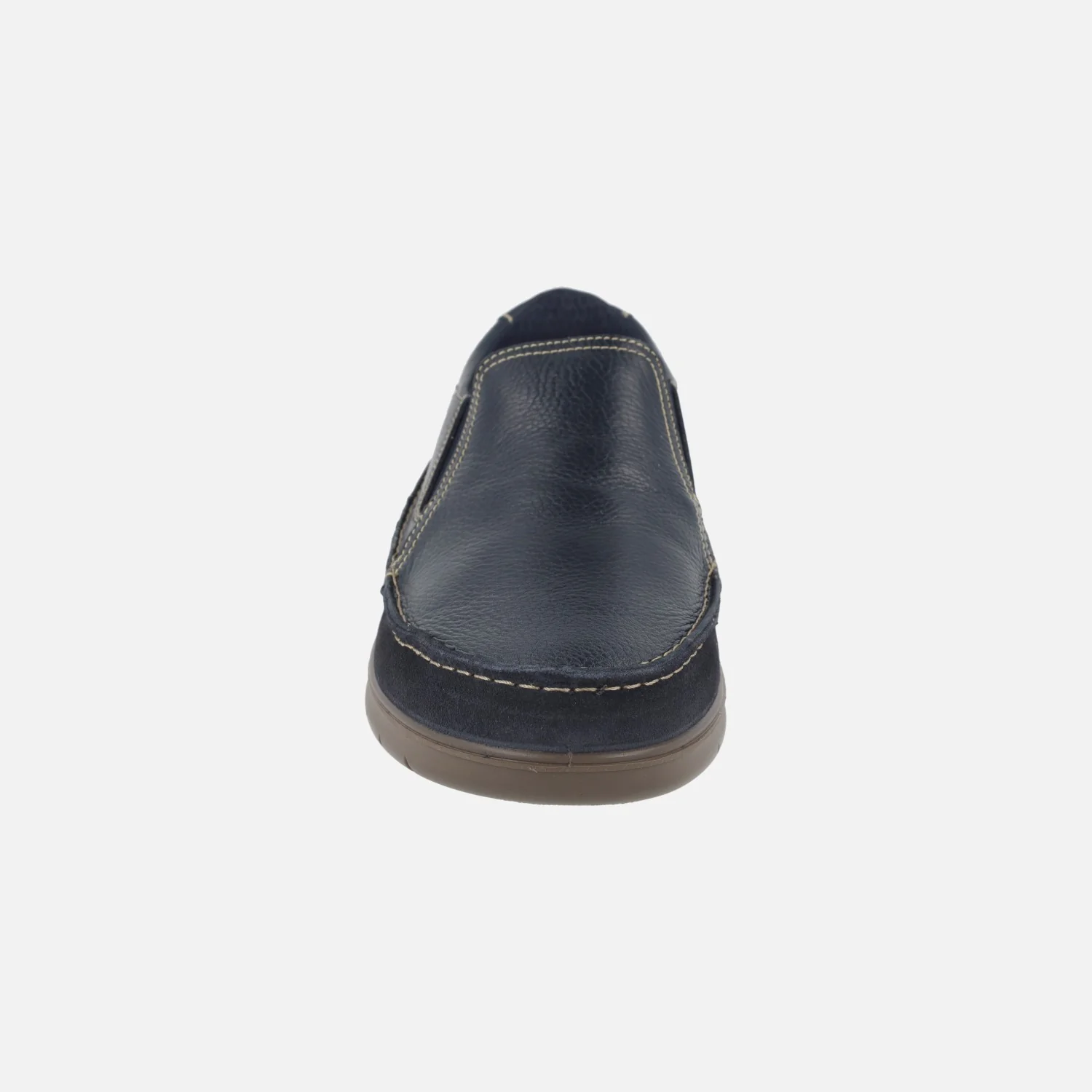 Mocasines de piel en azul marino con elásticos laterales - Image 5