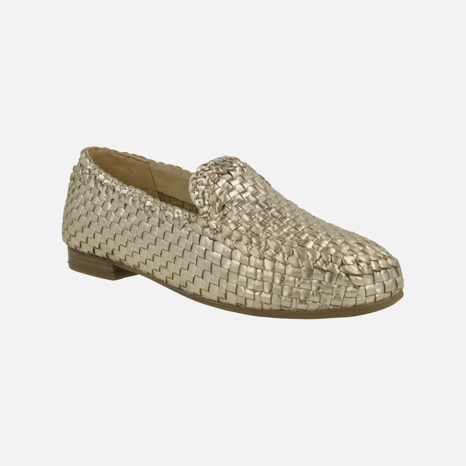 Mocasines de piel trenzada color oro - Image 2