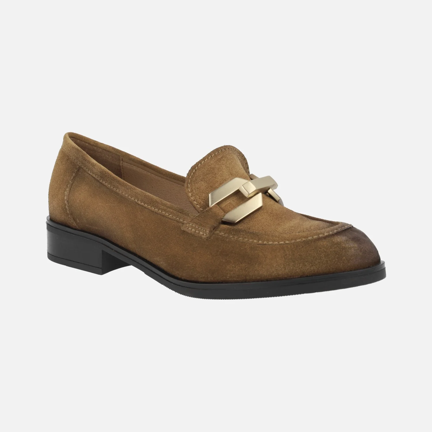 Mocasines de serraje con adorno metálico dorado - Image 2