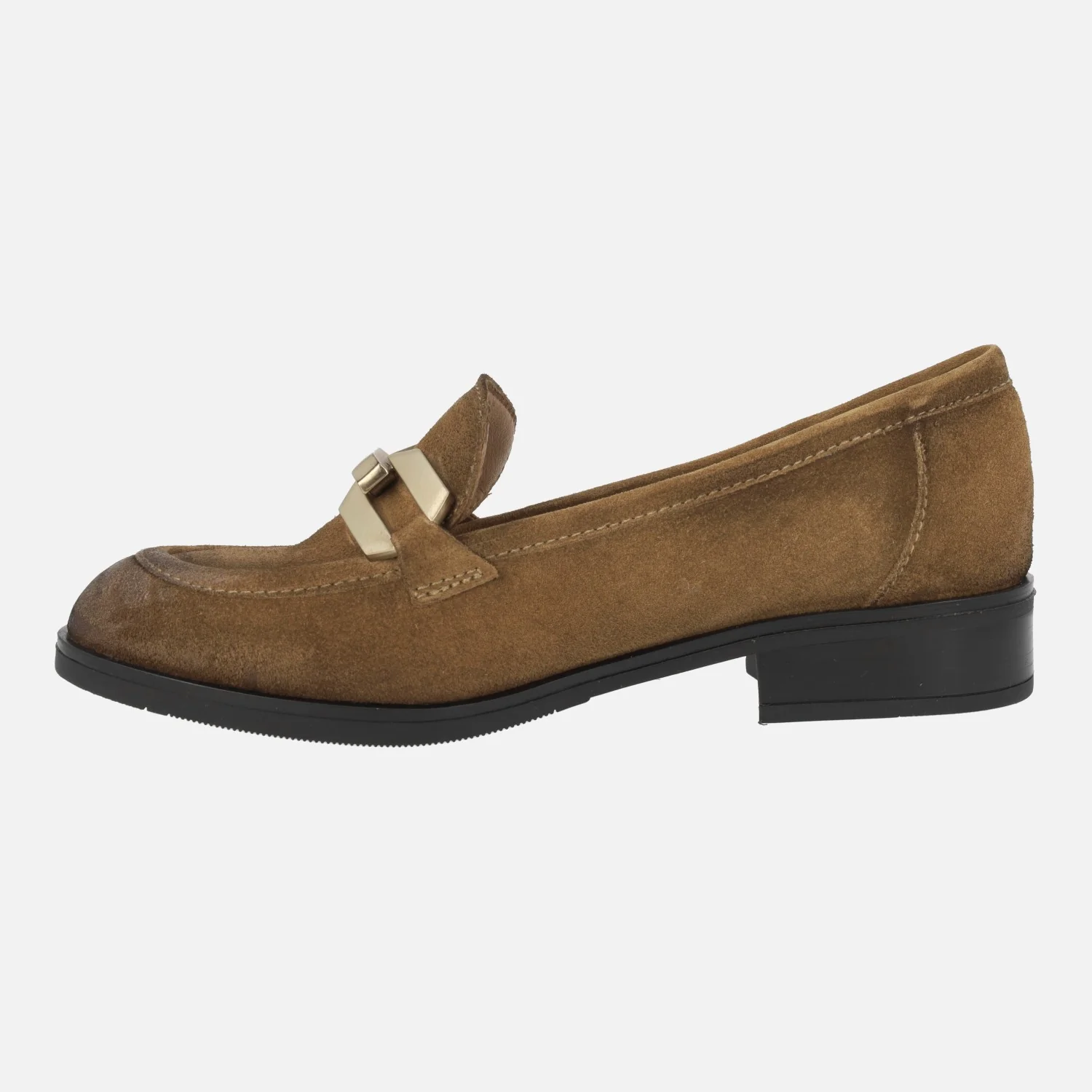 Mocasines de serraje con adorno metálico dorado - Image 3