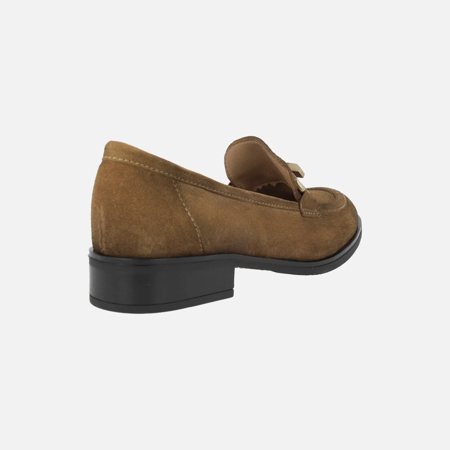 Mocasines de serraje con adorno metálico dorado - Image 4