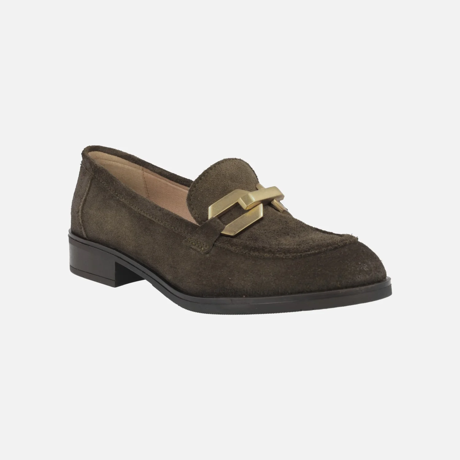 Mocasines de serraje con adorno metálico dorado - Image 7