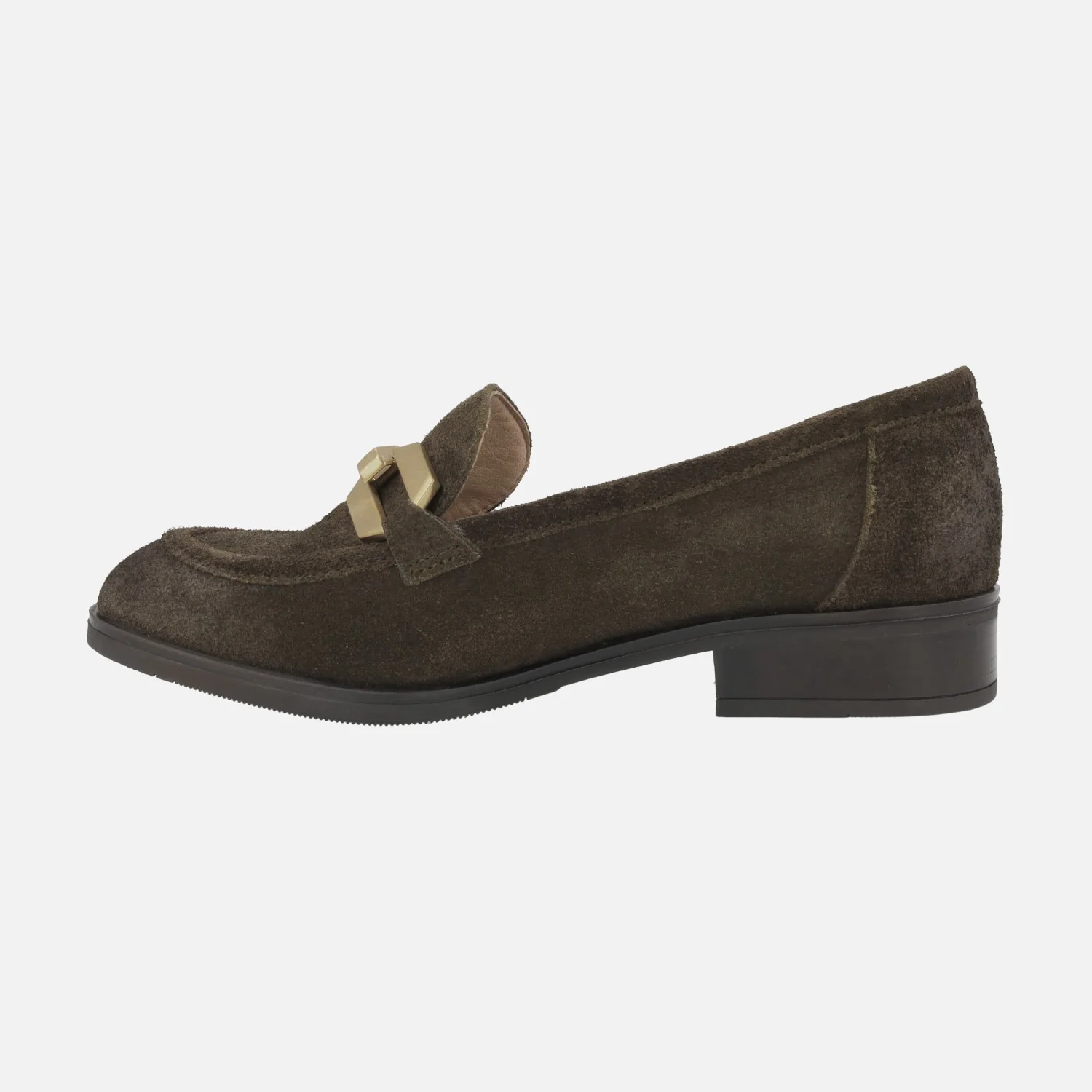 Mocasines de serraje con adorno metálico dorado - Image 9