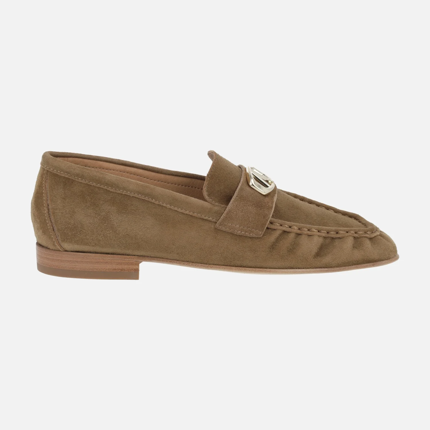 Mocasines de serraje con fruncidos y adorno metálico Belize