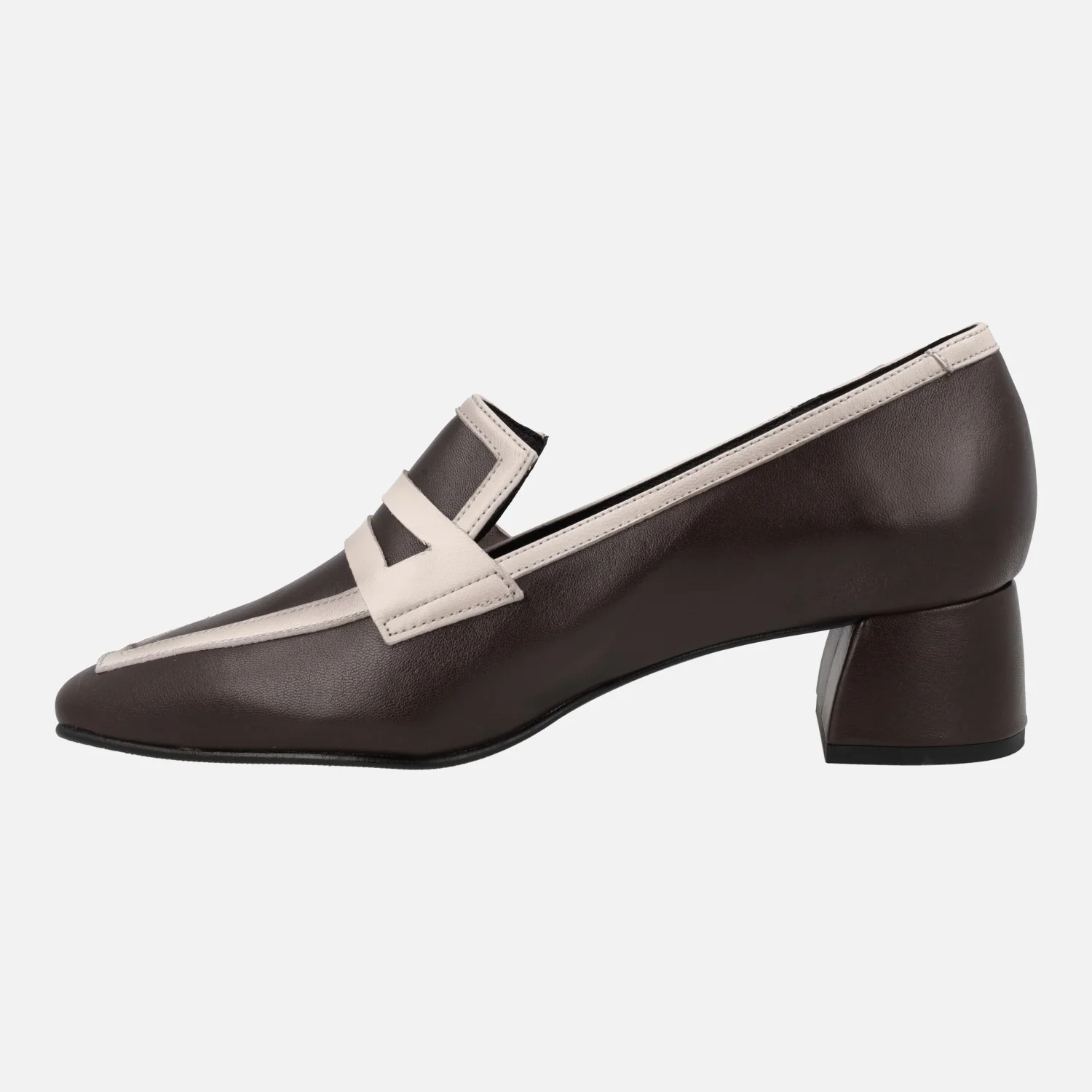 Mocasines de tacón con copete y franjas beige - Image 10