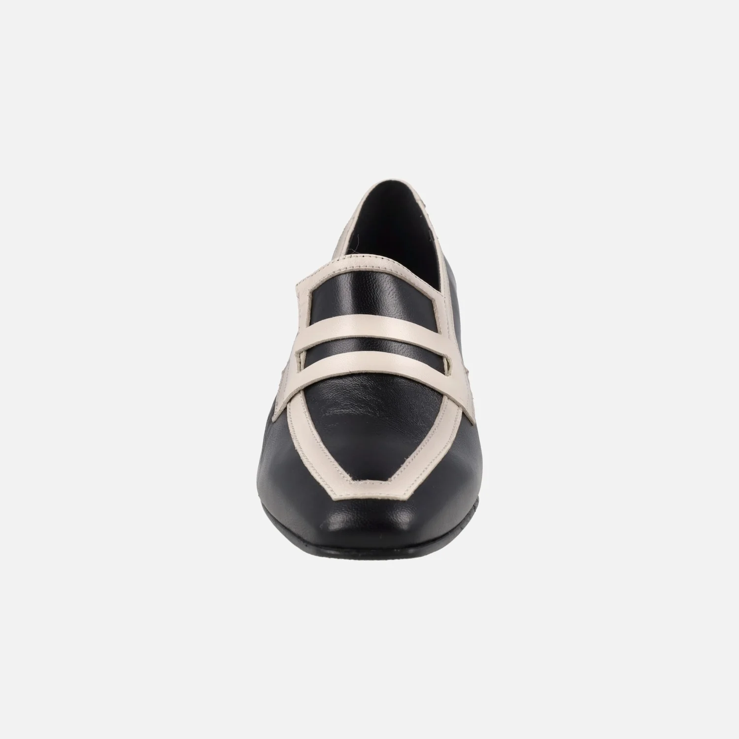 Mocasines de tacón con copete y franjas beige - Image 5