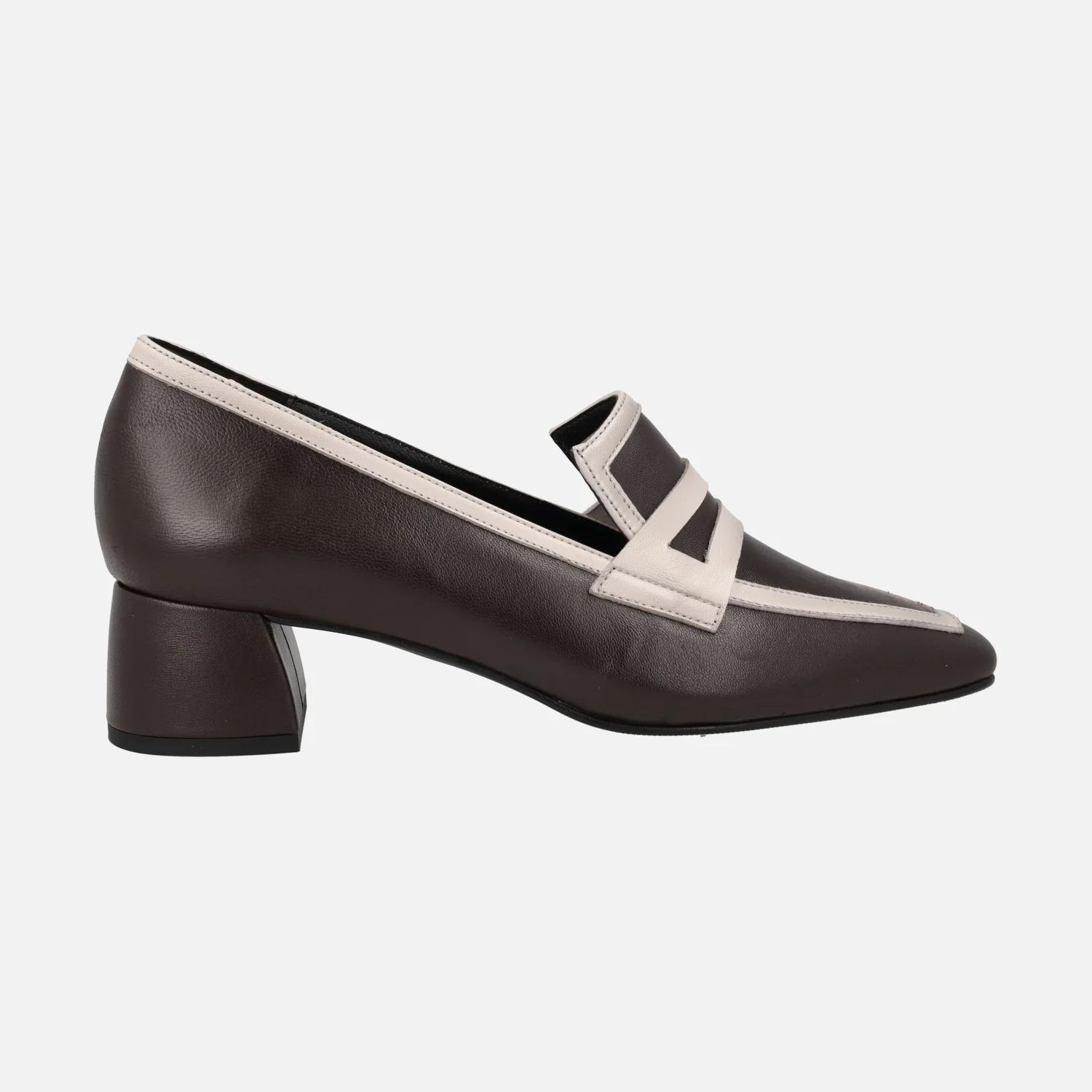 Mocasines de tacón con copete y franjas beige - Image 7