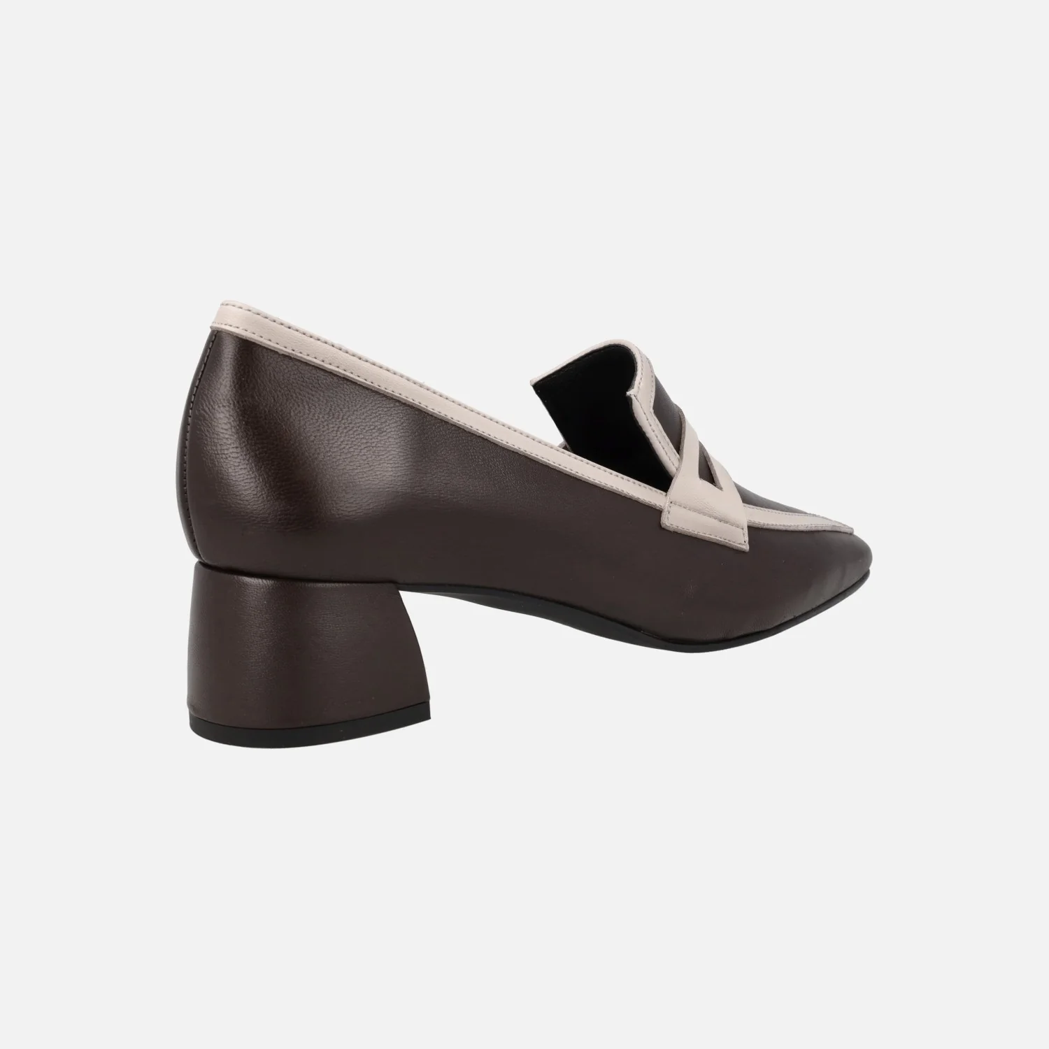 Mocasines de tacón con copete y franjas beige - Image 9