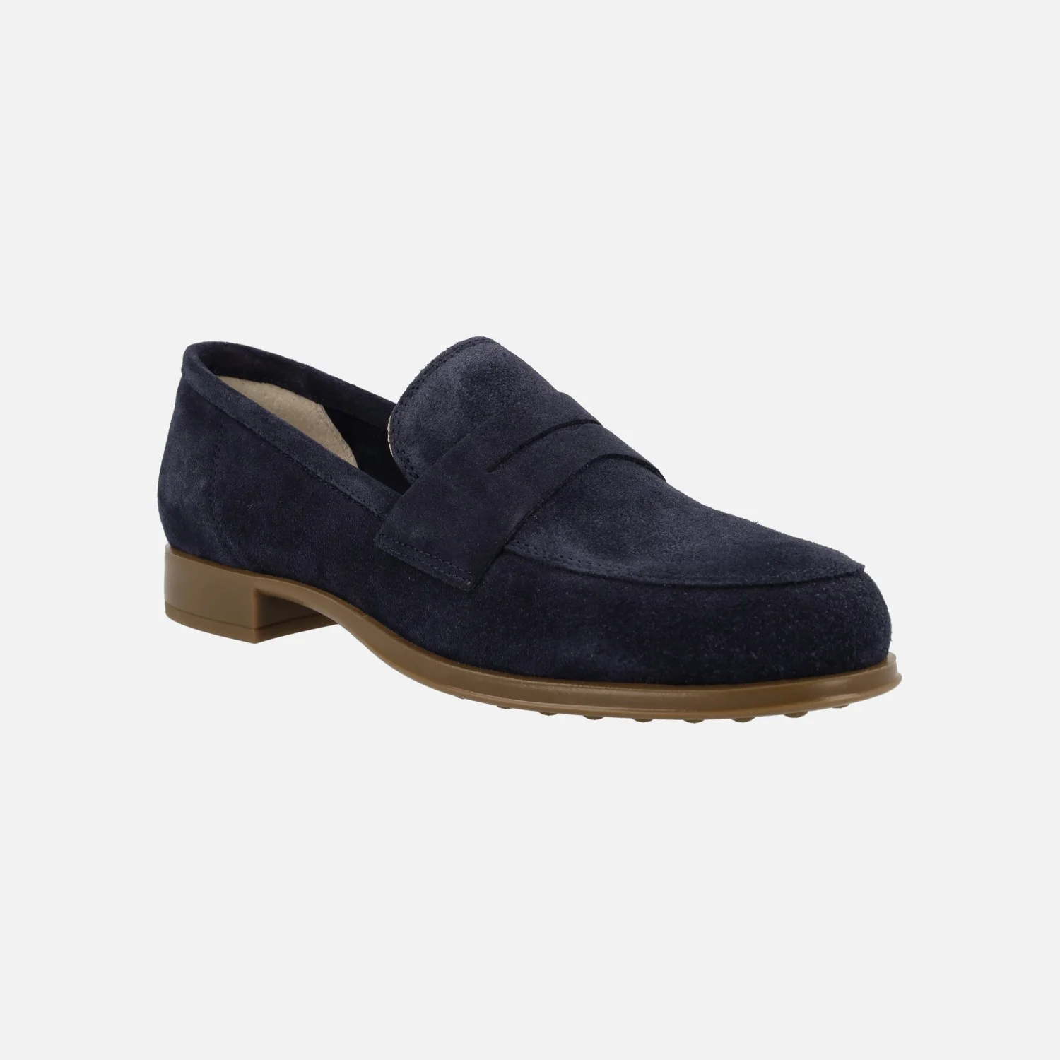 Mocasines en ante azul marino con adorno de antifaz y piso de goma - Image 2