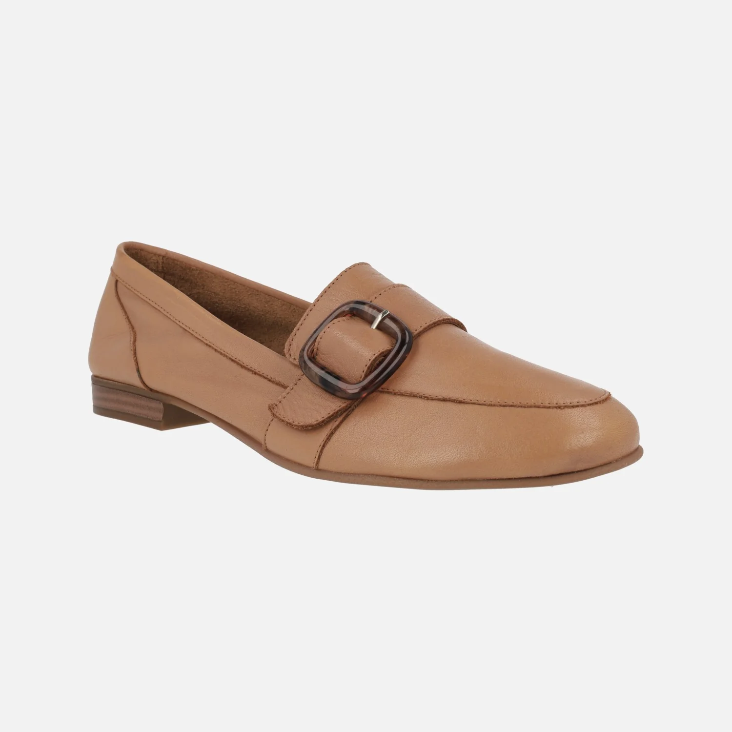 Mocasines en piel camel con adorno de hebilla - Image 2
