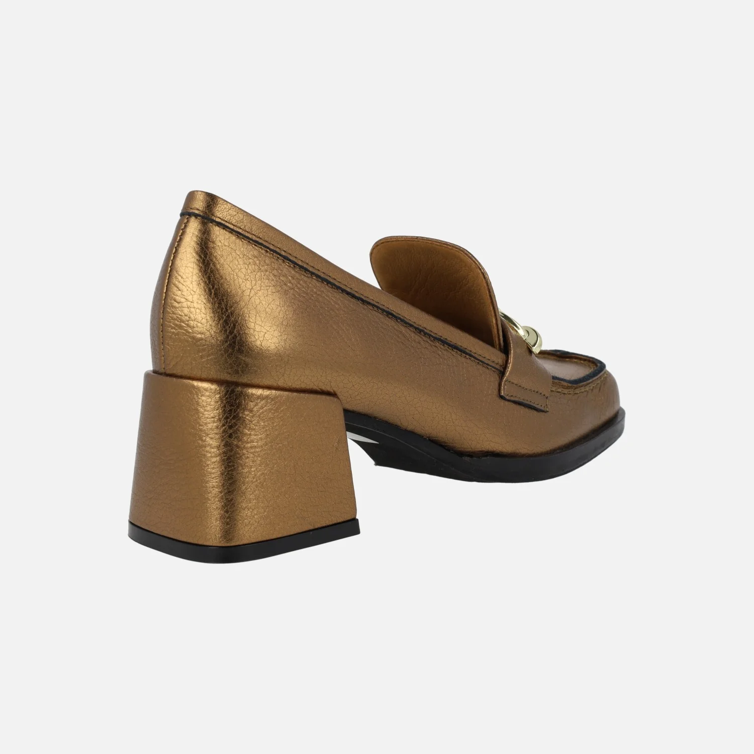Mocasines en piel metalizada Terence con adorno de cadena - Image 4