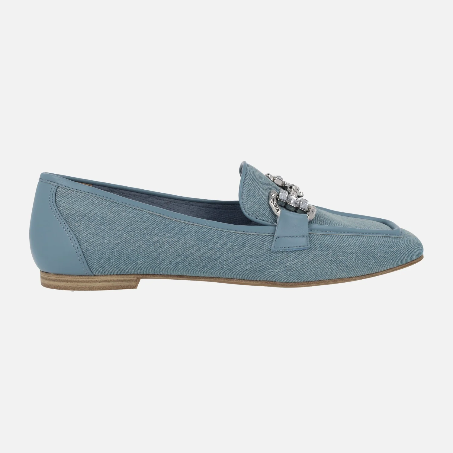 Mocasines en tejido denim con adorno en la pala
