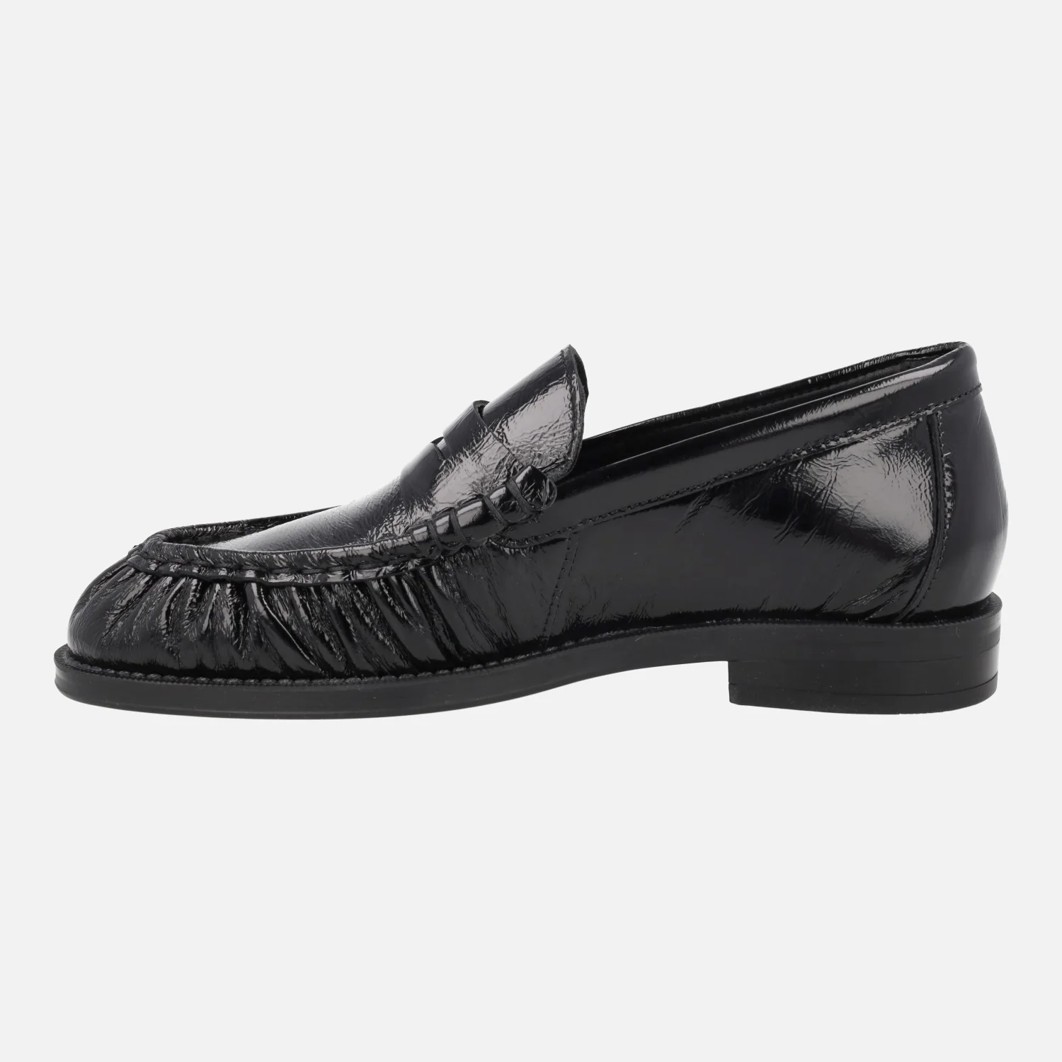 Mocasines fruncidos con antifaz Alpe Oxford en vernice negro - Image 3