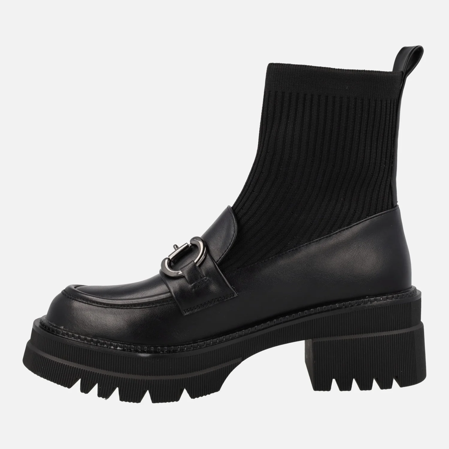 Mocasines negros con calcetín y piso track B079-H227 - Image 4