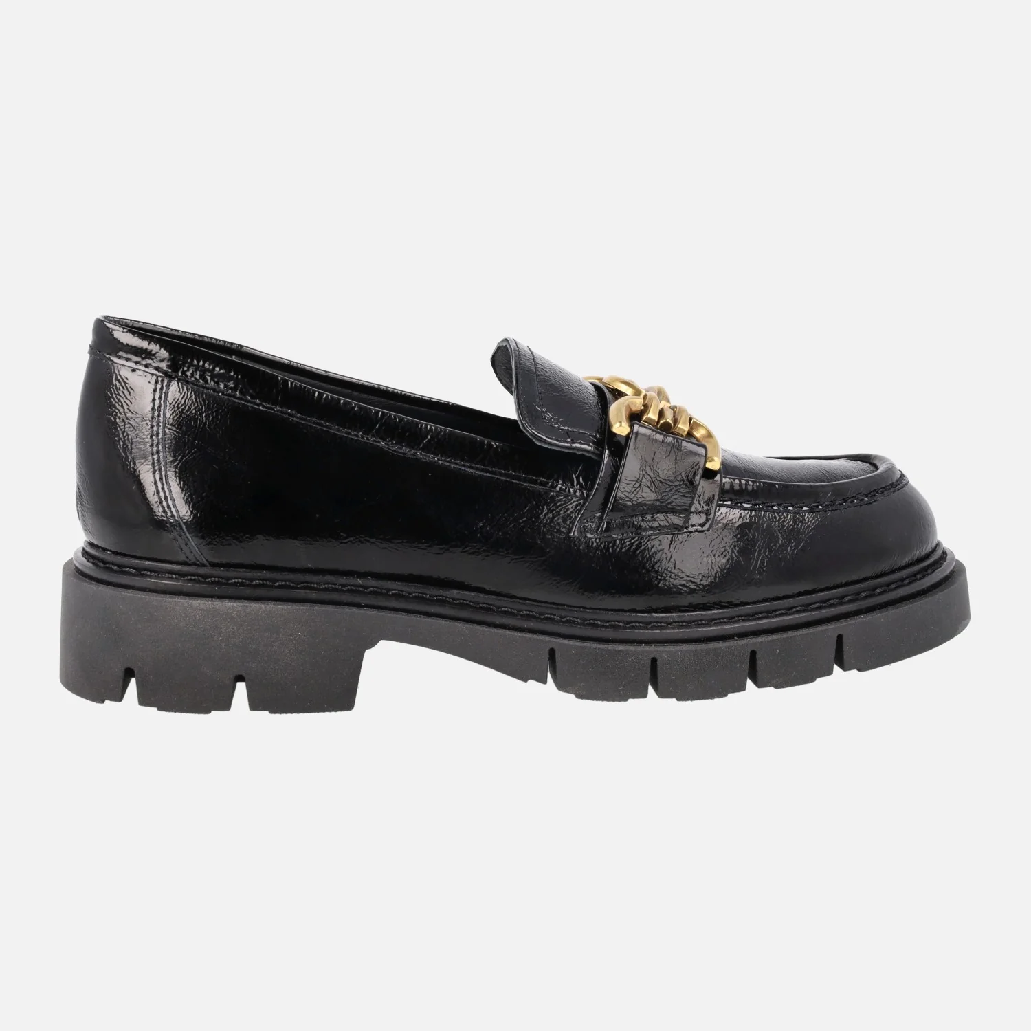 Mocasines negros de charol Bruselas con piso track