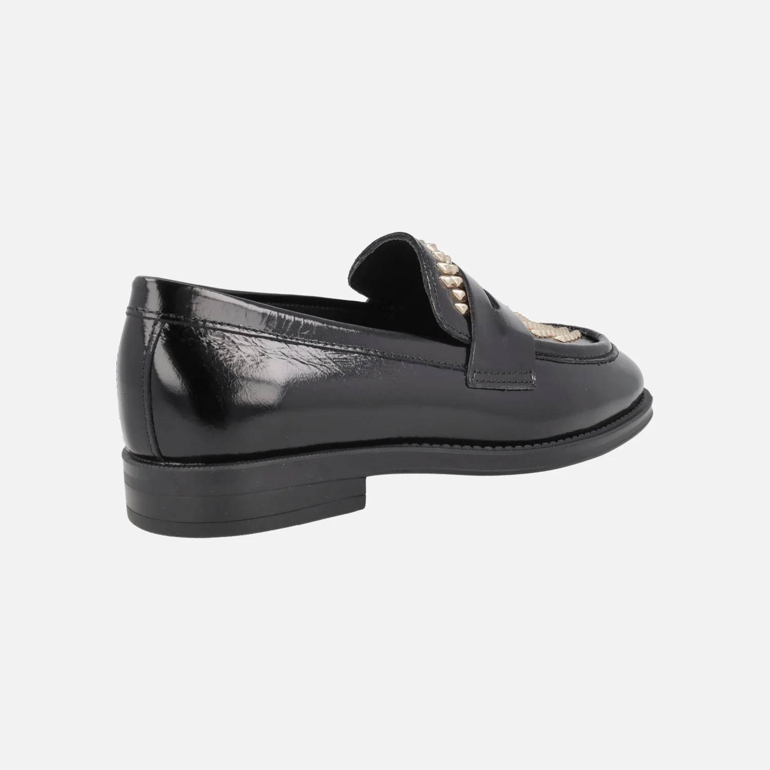 Mocasines negros de charol con tachas doradas en la pala New Mimi - Image 3