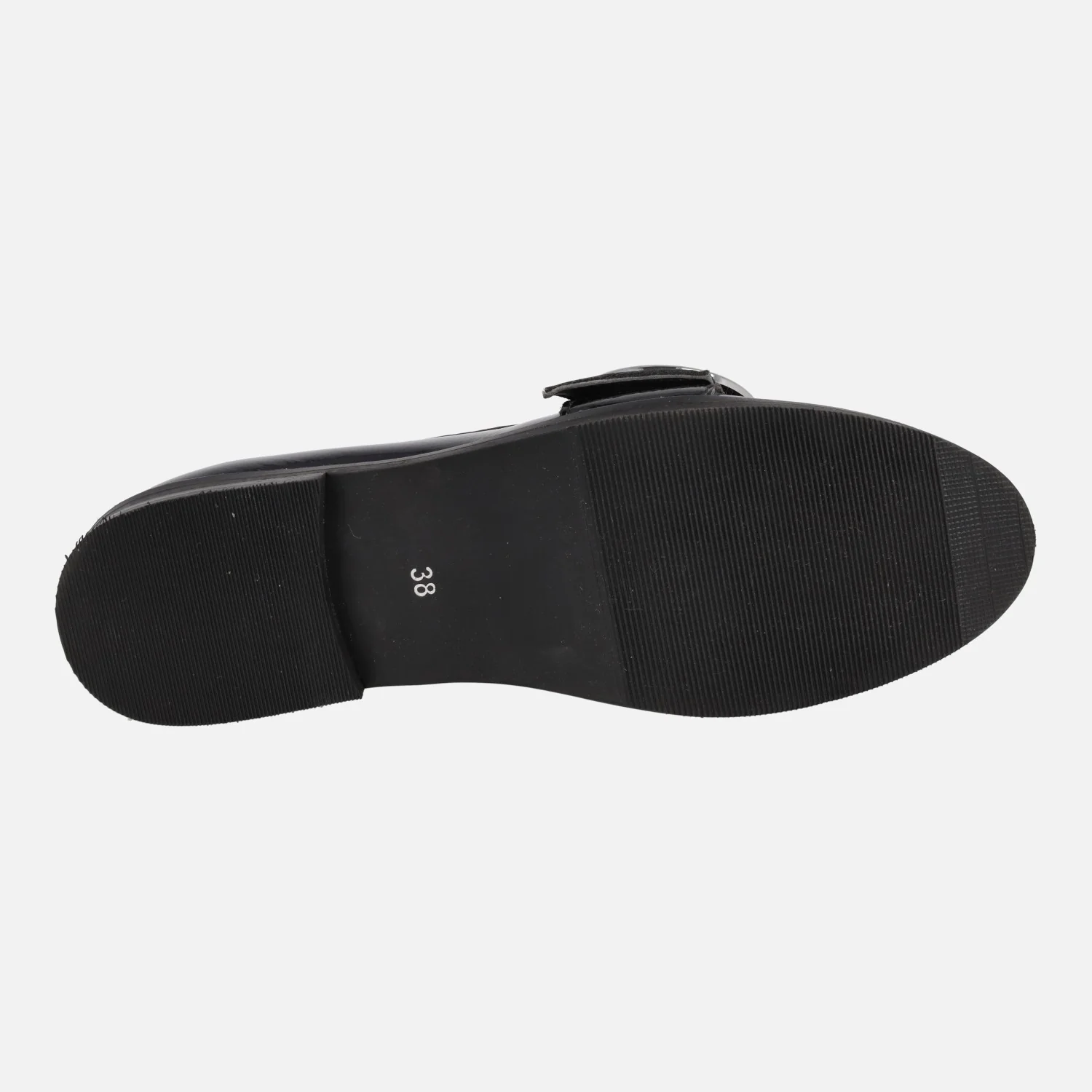 Mocasines negros de charol para mujer con hebilla circular - Image 5