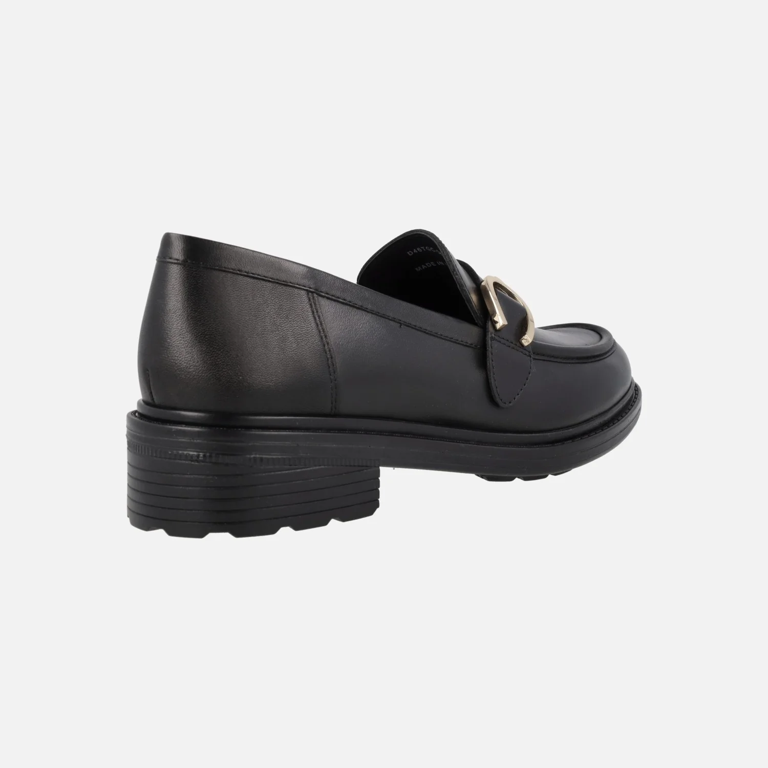 Mocasines negros de piel con adorno metálico dorado Walk Pleasure Mujer de Geox - Image 3
