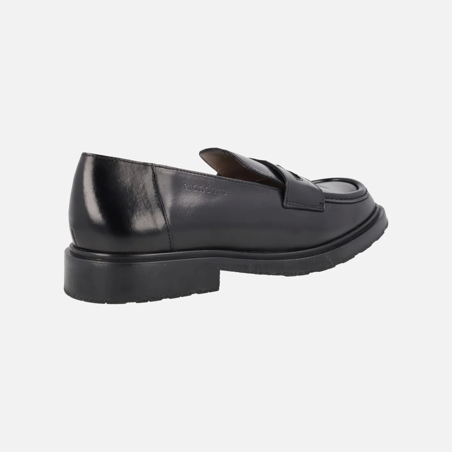 Mocasines negros de piel con antifaz de Wonders - Image 3