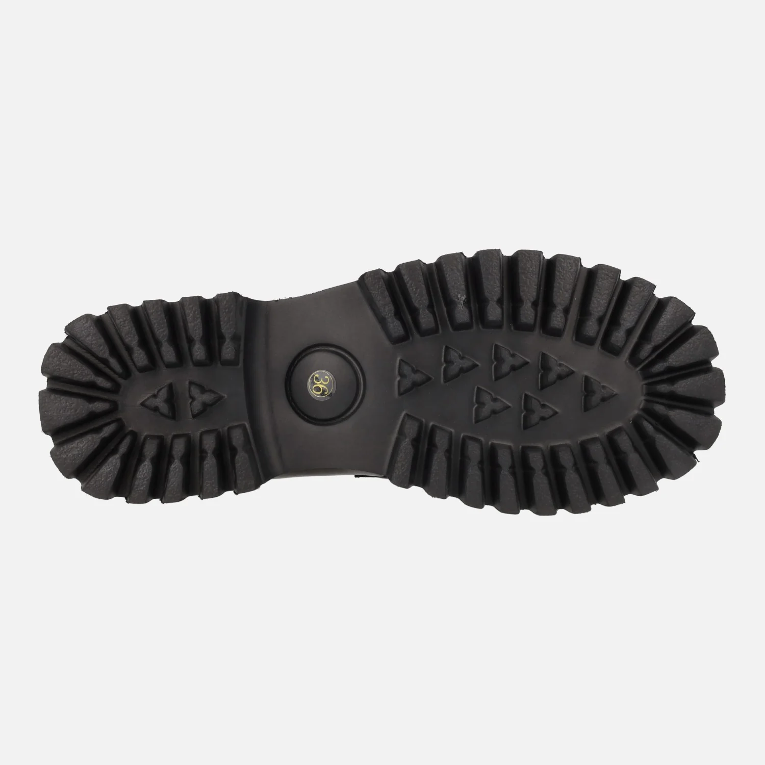 Mocasines negros de piel con cadena dorada y piso track para mujer - Image 5