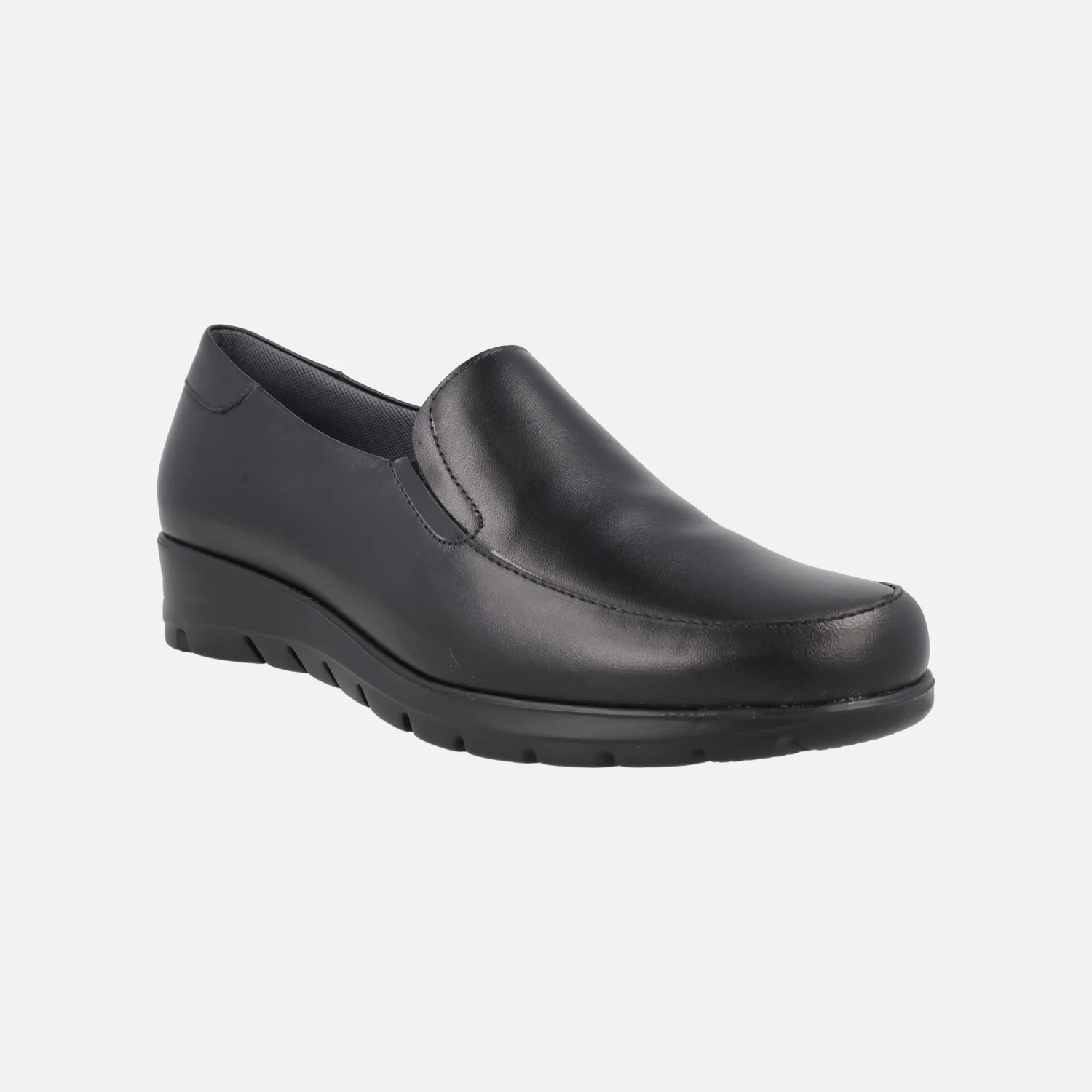 Mocasines negros de piel con elásticos y piso de goma Gum Light - Image 2