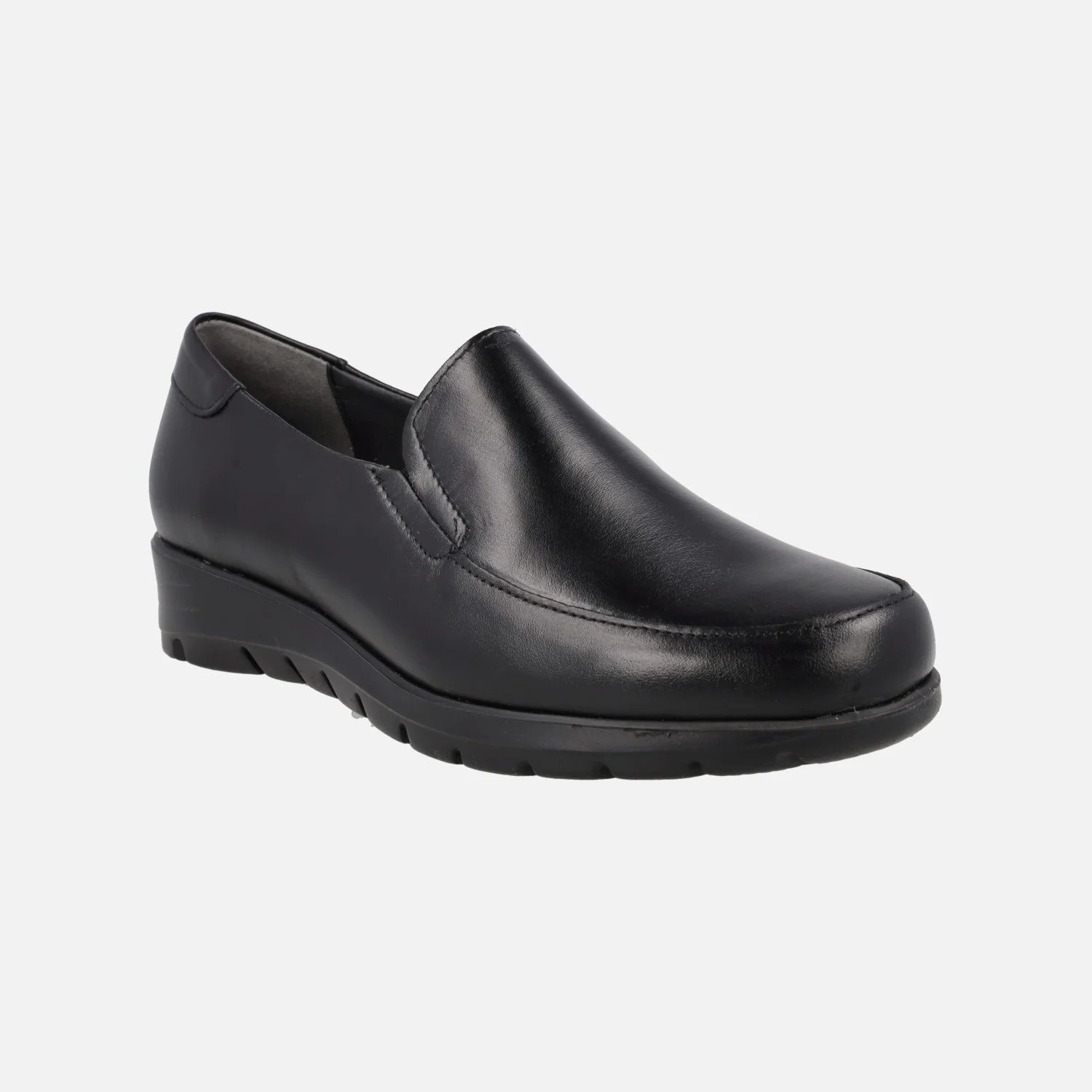 Mocasines negros de piel con elásticos y piso Extra light - Image 2