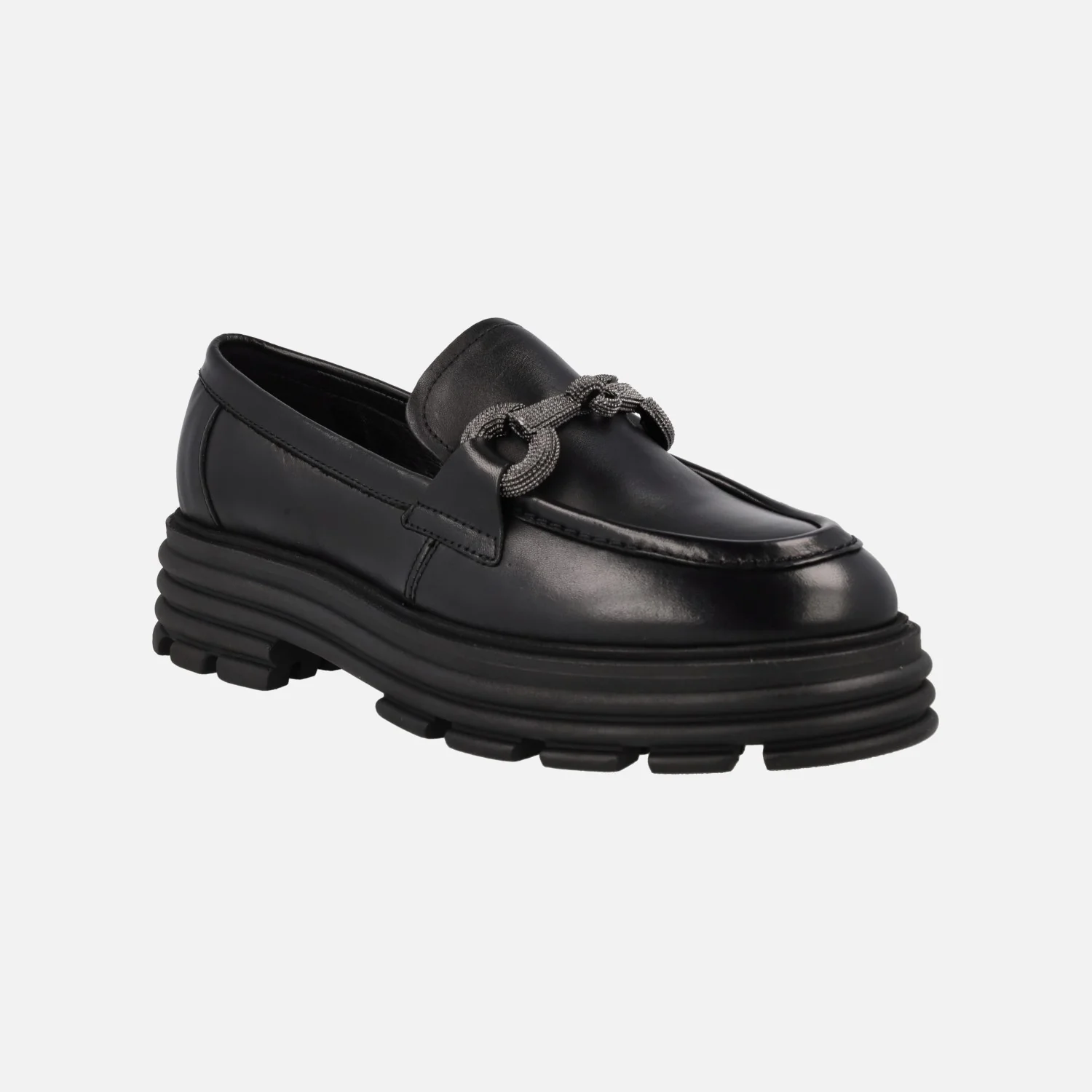 Mocasines negros de piel Noela con adorno metálico - Image 2