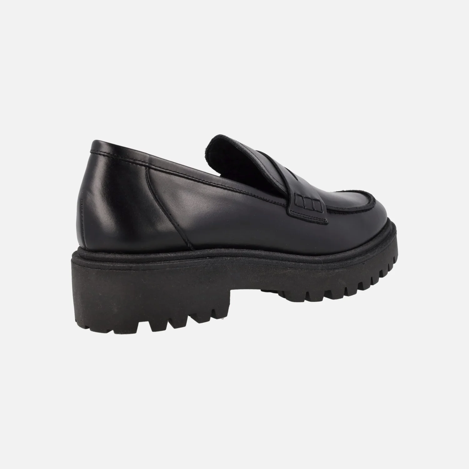 Mocasines negros de piel para mujer con piso track - Image 4