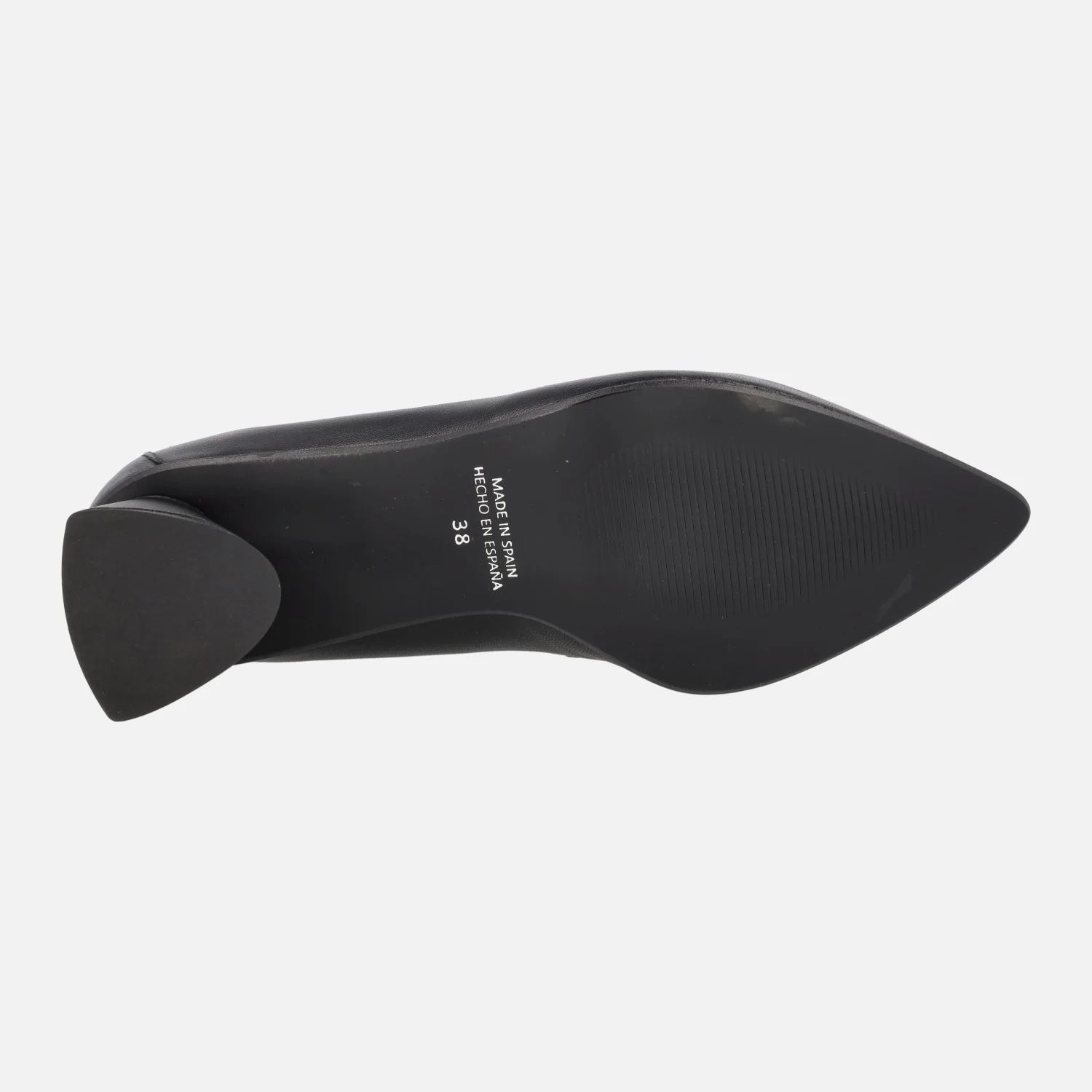 Mocasines negros de piel para mujer con tacones geométricos - Image 5