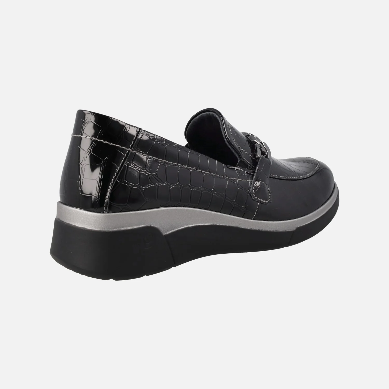Mocasines negros en grabado coco con adorno de eslabones - Image 3