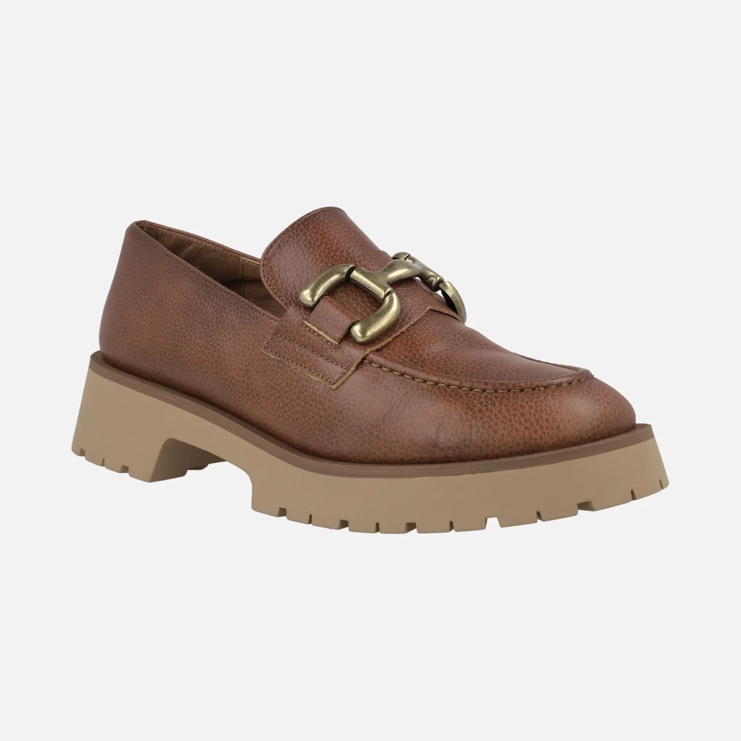 Mocasines para mujer en piel cuero con adorno metálico - Image 2