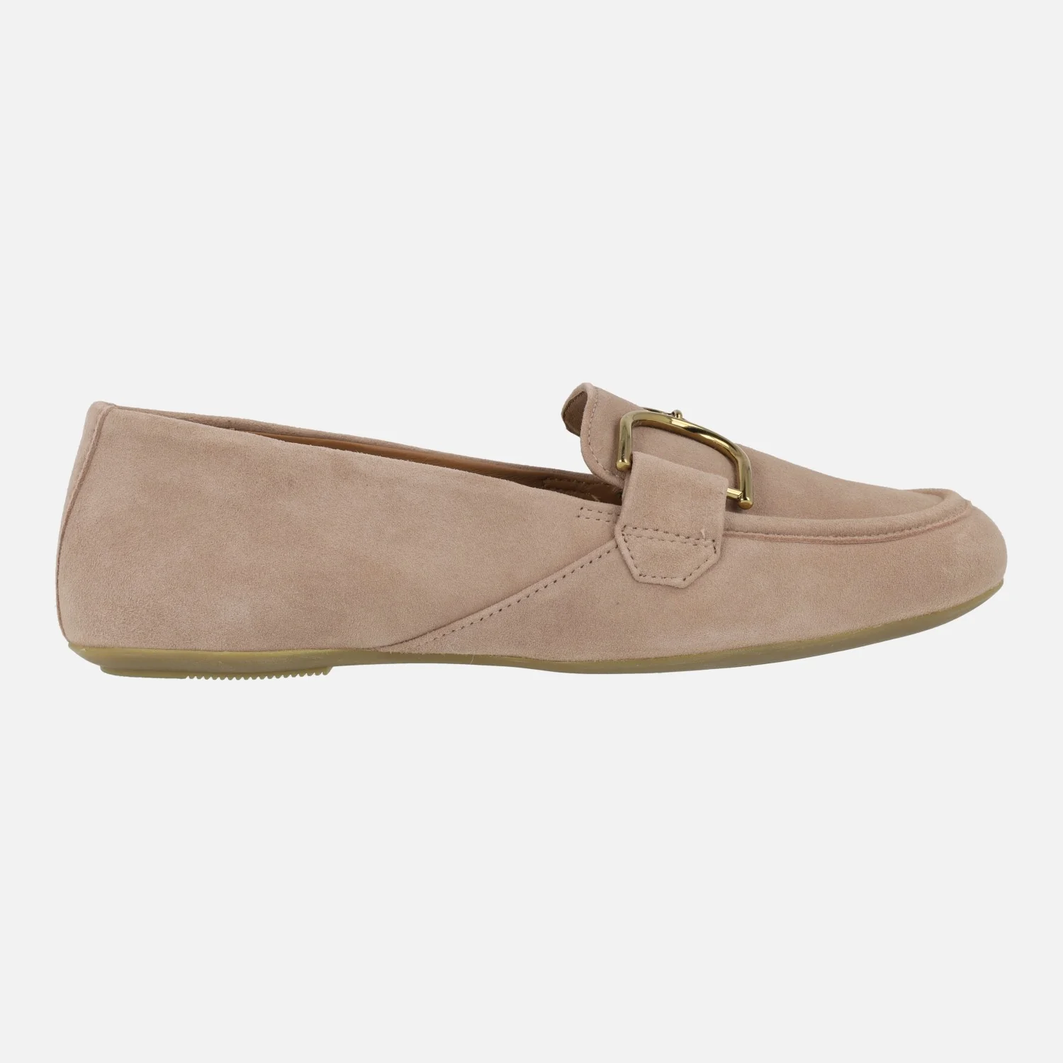 Mocasines planos de ante beige con adorno metálico D45MUJ Palmaria