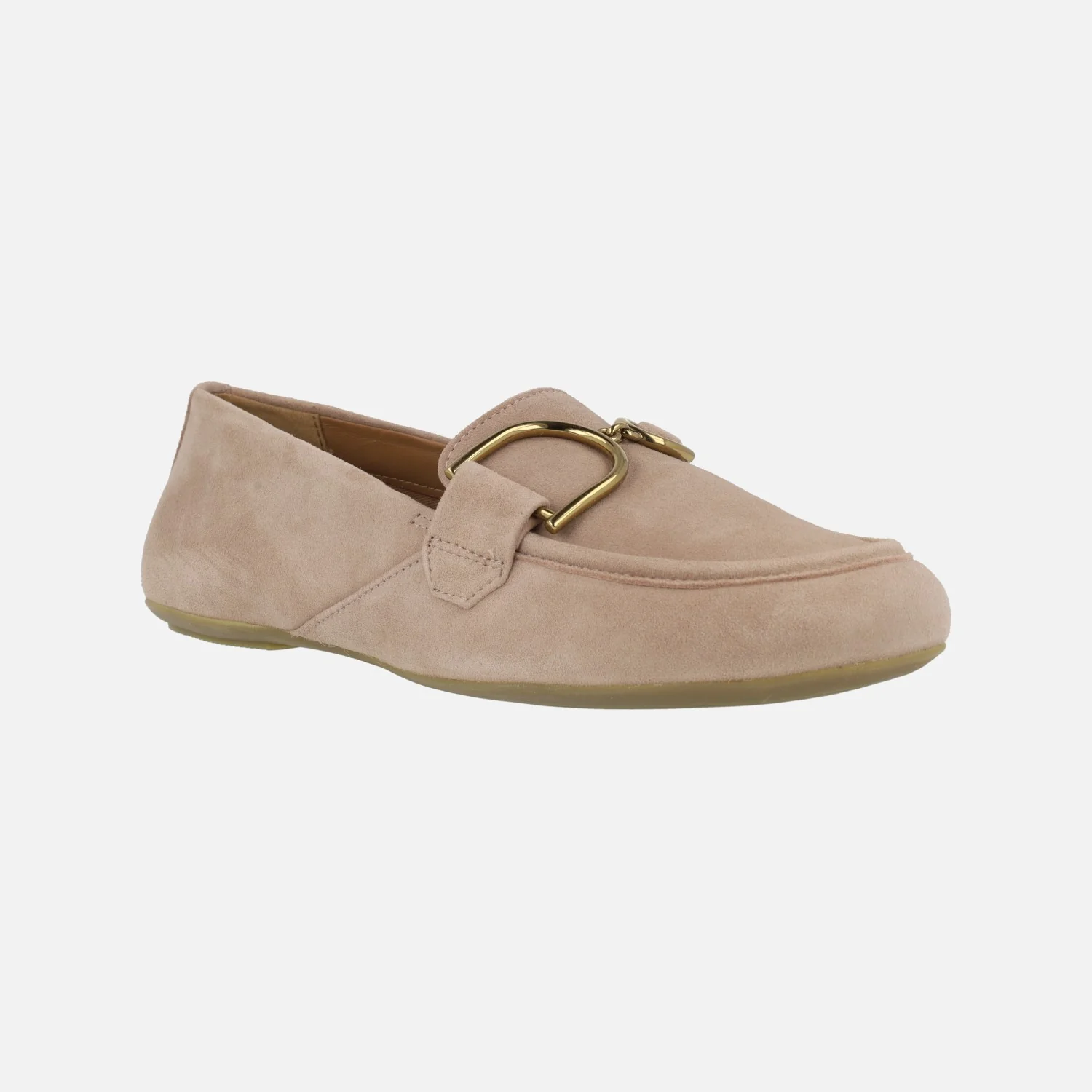 Mocasines planos de ante beige con adorno metálico D45MUJ Palmaria - Image 2