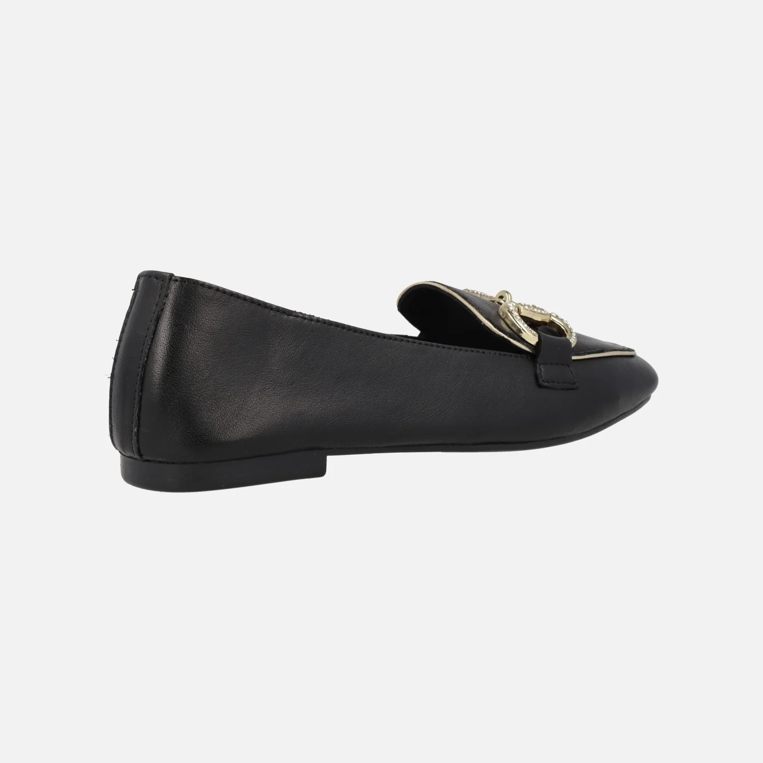 Mocasines planos de piel con adorno metálico para mujer - Image 3