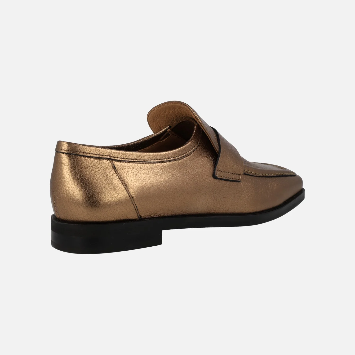 Mocasines planos en piel metalizada bronce - Image 3