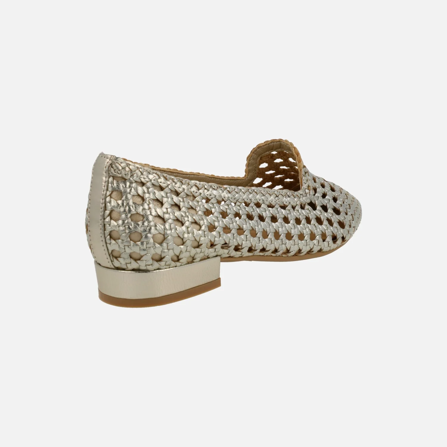 Mocasines trenzados de piel color oro con puntera afilada - Image 4
