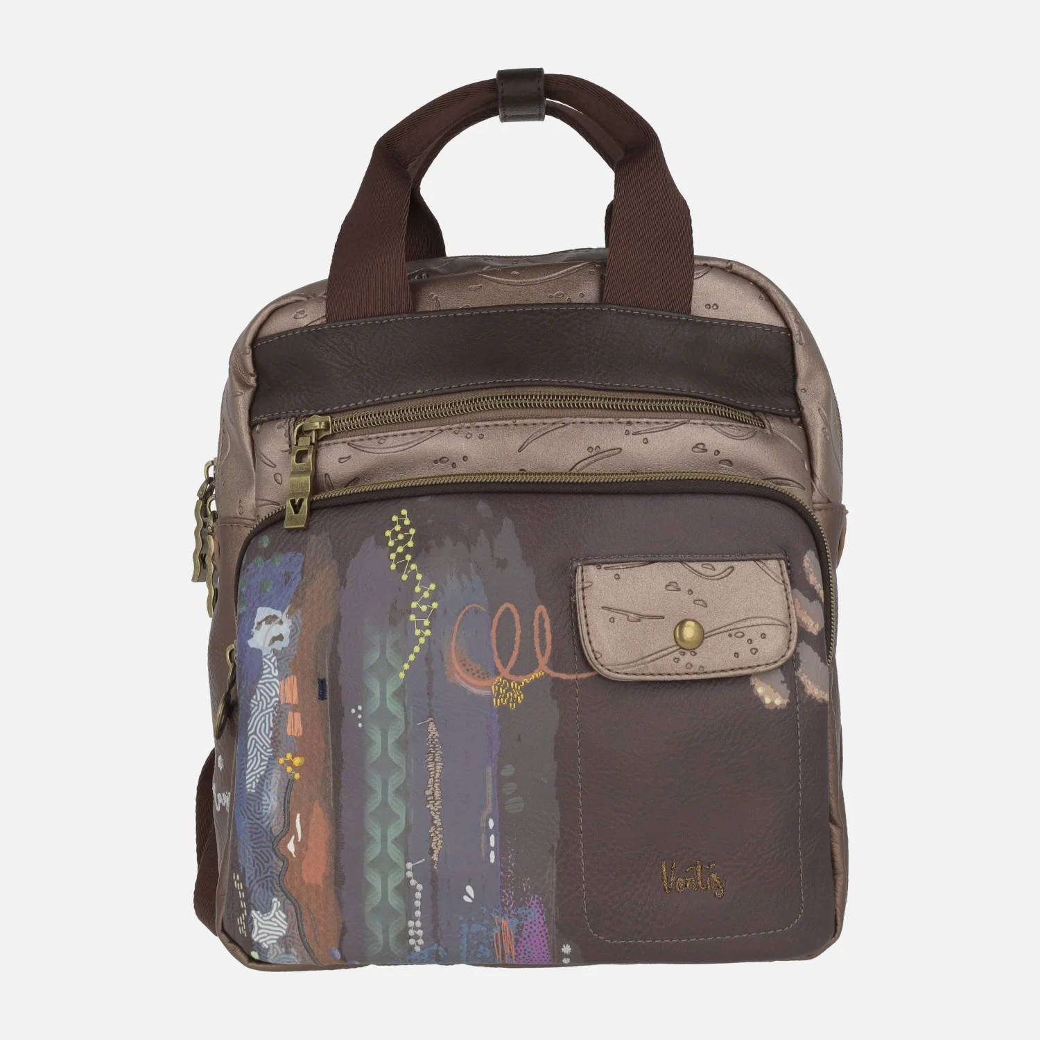 Mochilas Ventis en combinado marrón