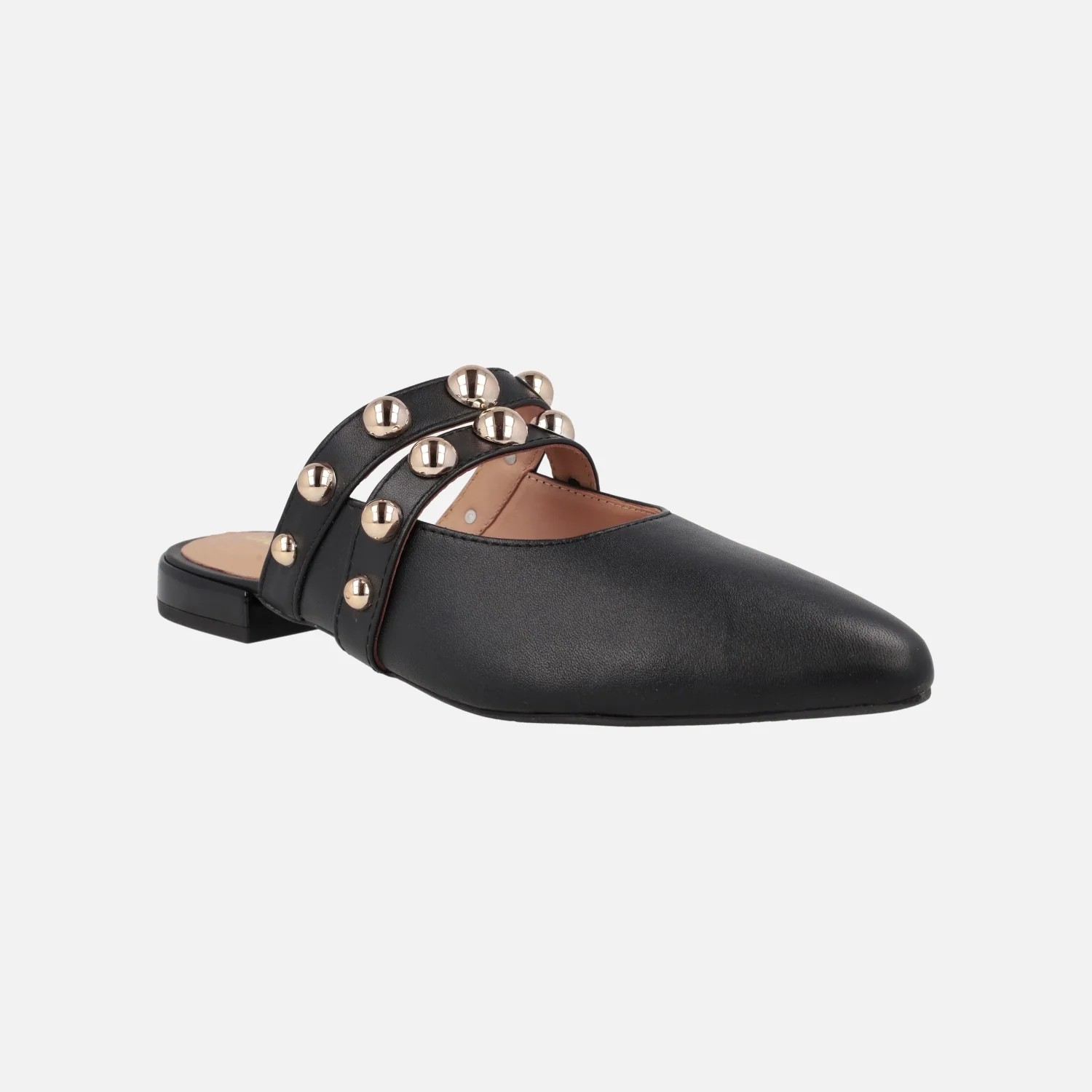 Mules negros de piel con tachas doradas Ahnapee - Image 2