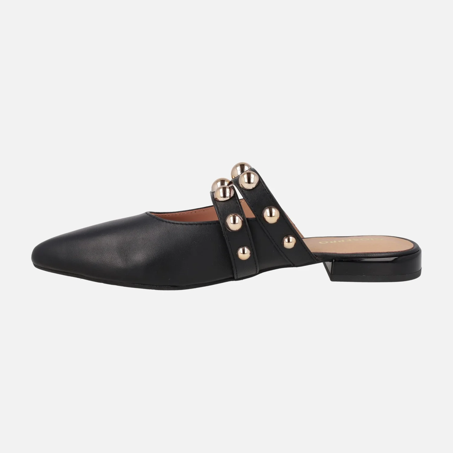 Mules negros de piel con tachas doradas Ahnapee - Image 4