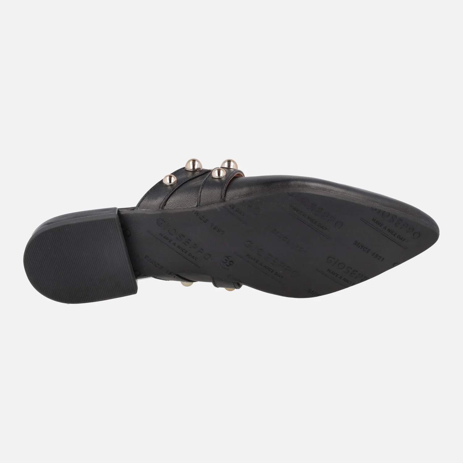 Mules negros de piel con tachas doradas Ahnapee - Image 6