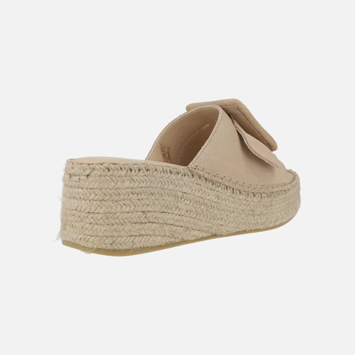 Pala de serraje beige con maxi hebilla y cuña de esparto - Image 4