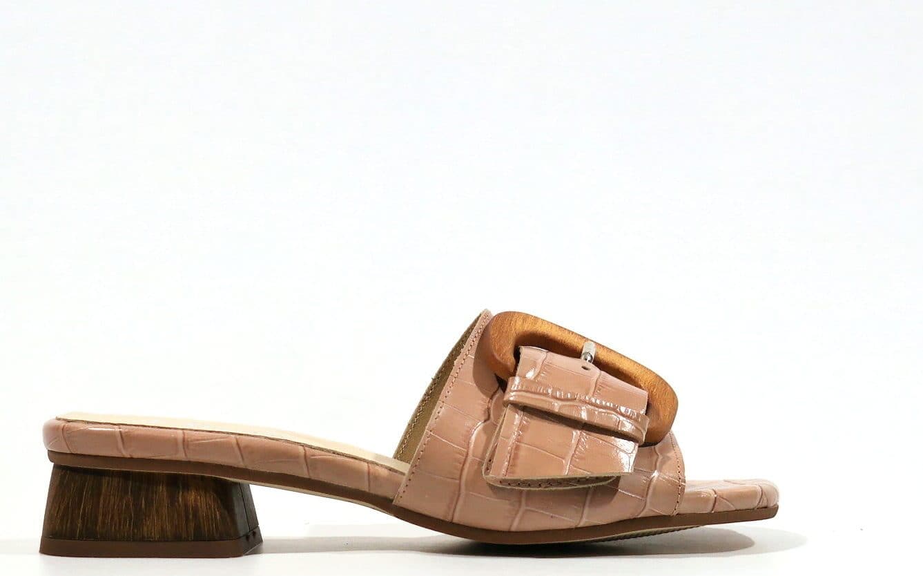 Palas de piel en grabado coco con maxi hebilla de madera - Image 8