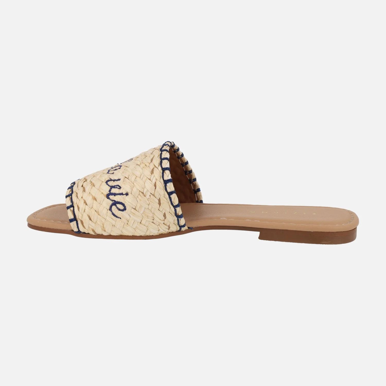 Sandalias palas en trenzado beige con mensaje C'est la vie - Image 3