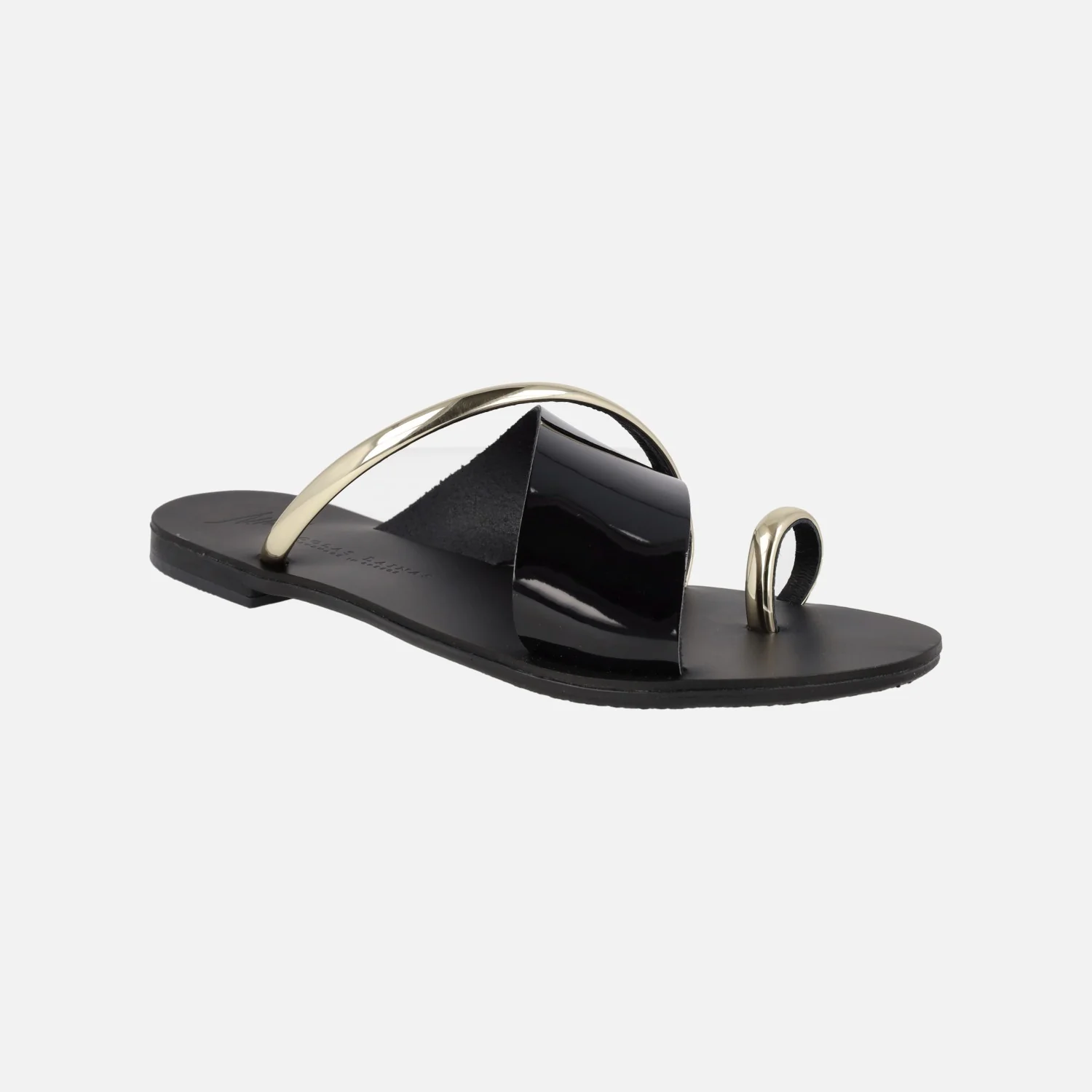 Sandalias planas en combinado negro y oro - Image 2
