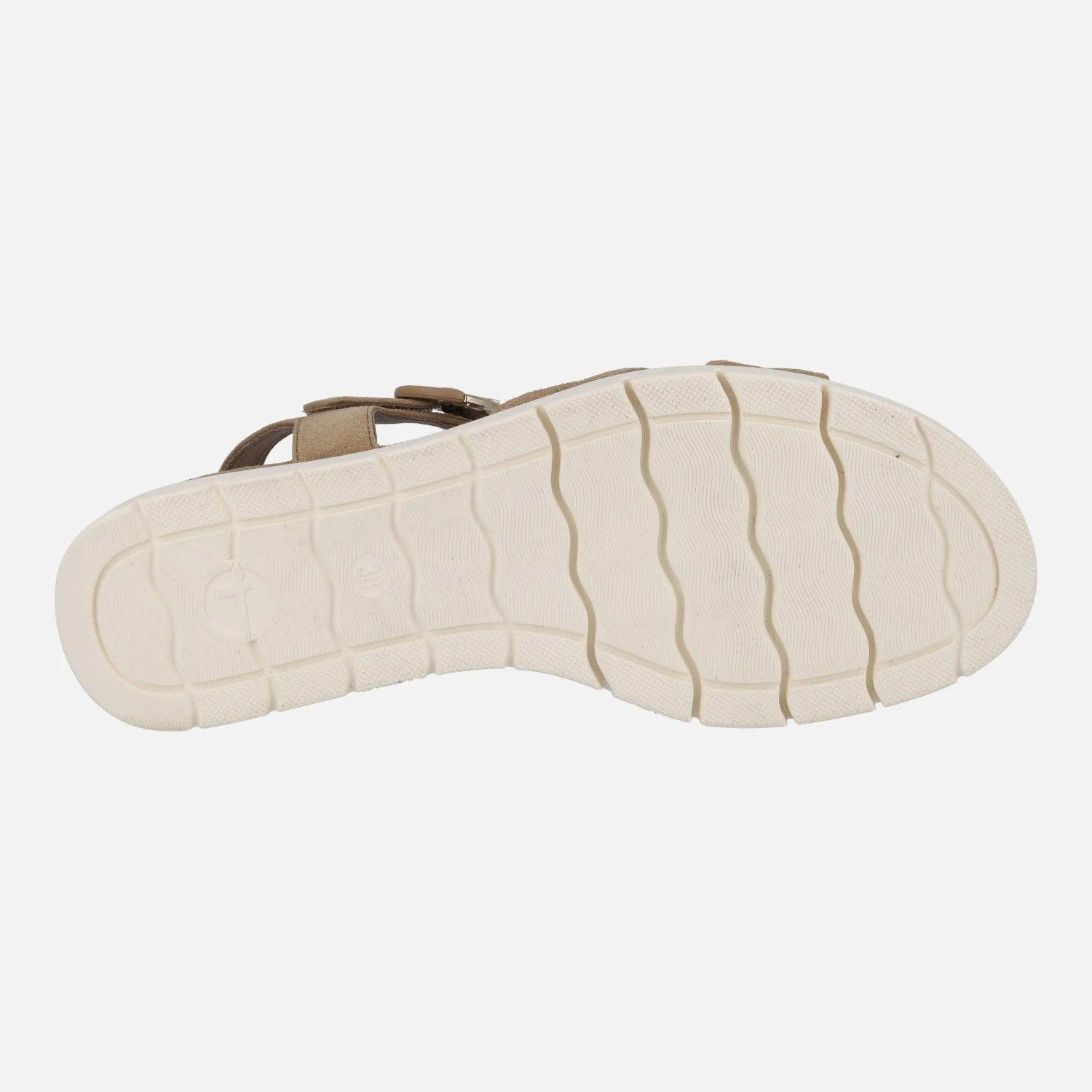 Sandalias en serraje camel con tiras cruzadas y hebilla al tobillo - Image 5