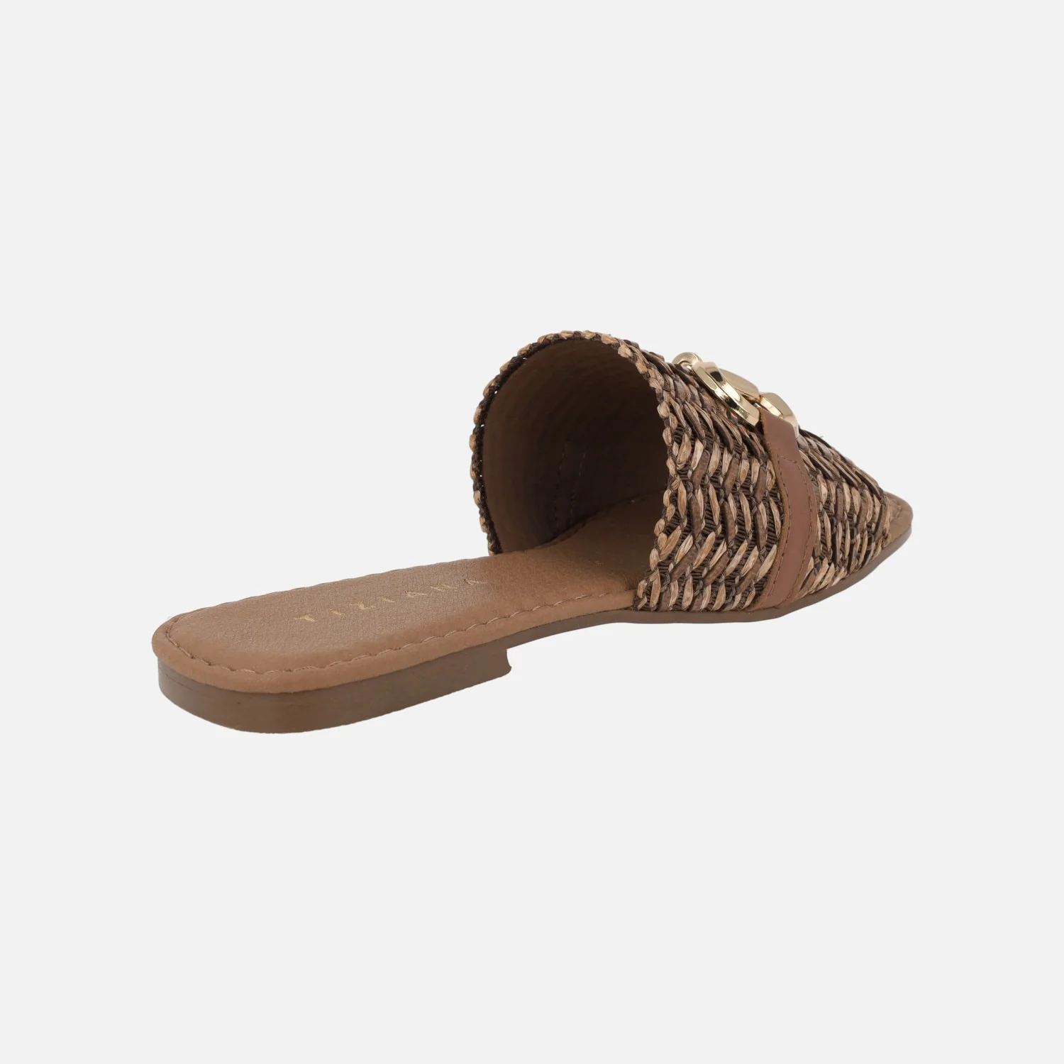Sandalias palas en rafia trenzada con adorno metálico dorado - Image 4