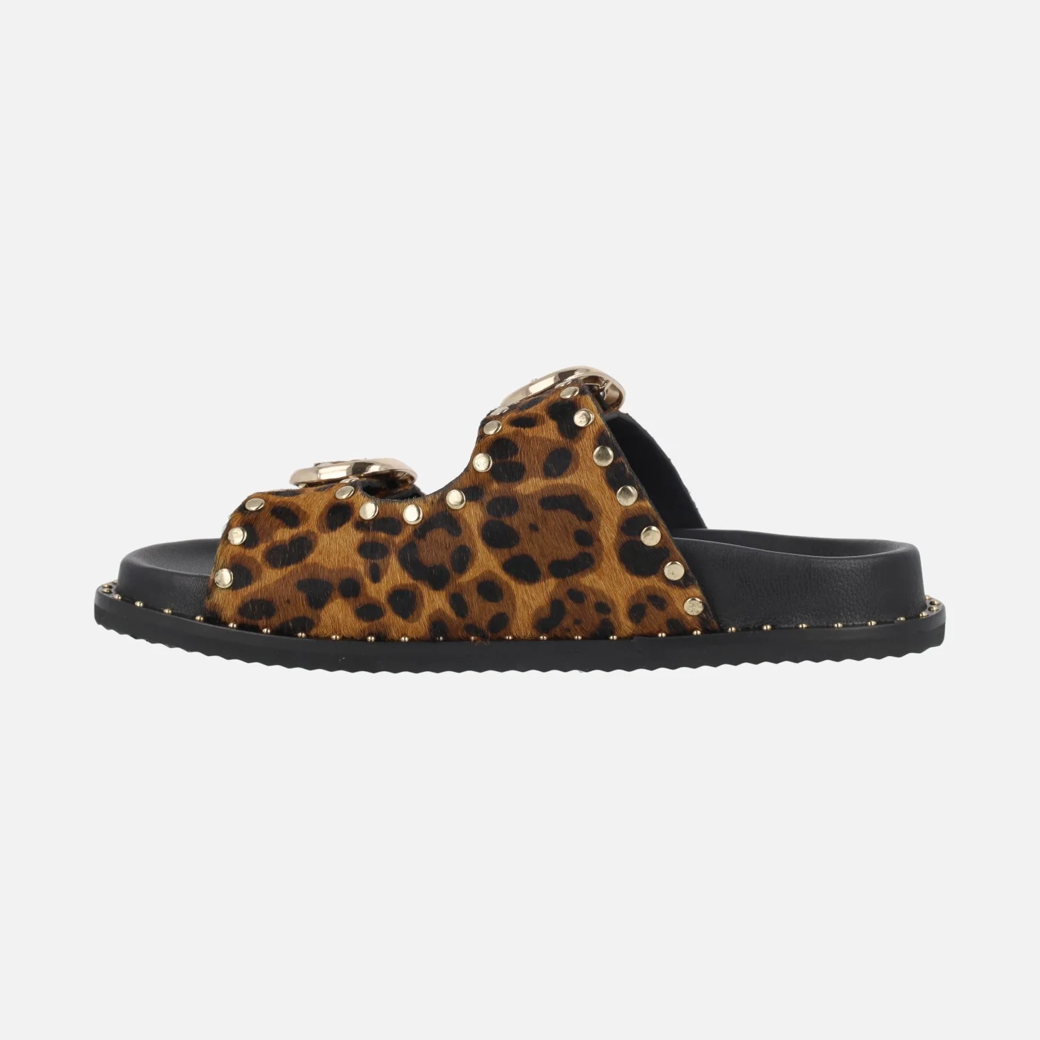 Sandalias de piel con hebillas y tachas doradas - Image 3