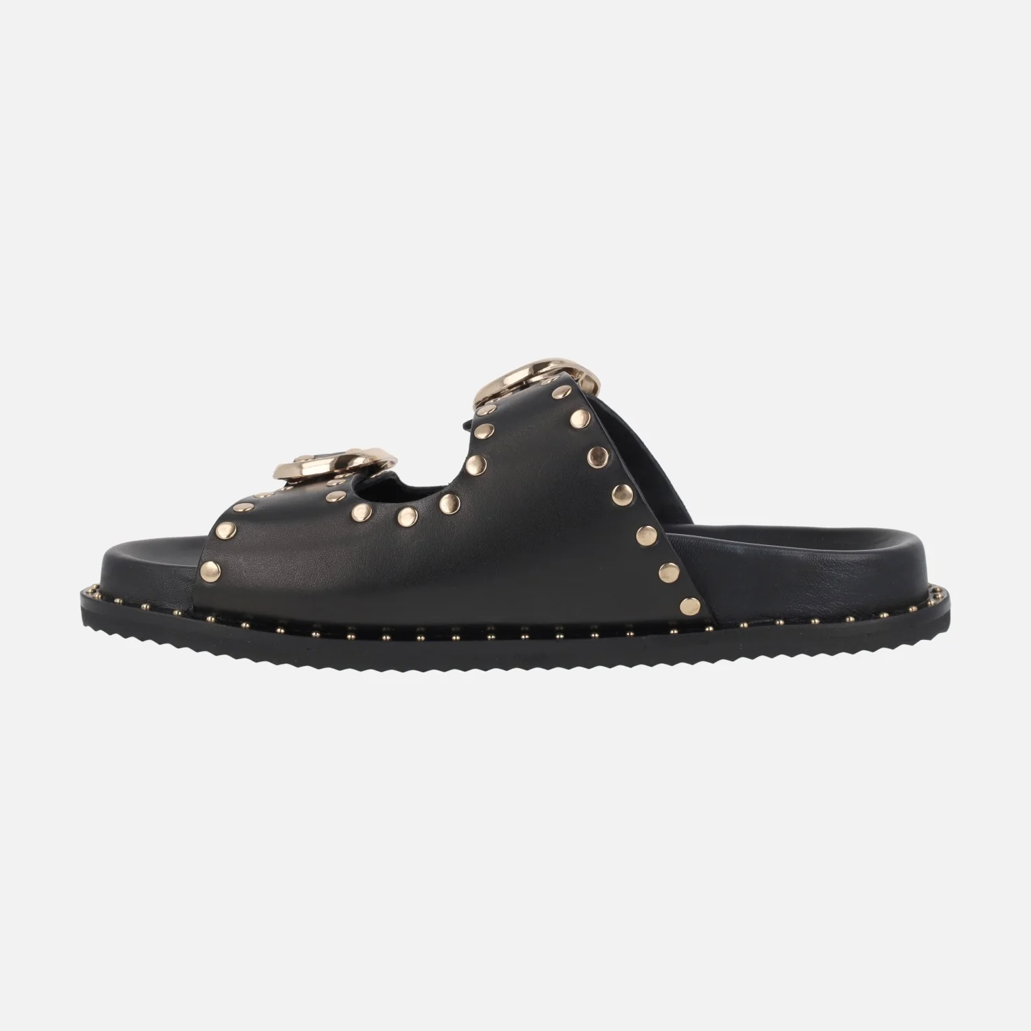 Sandalias de piel con hebillas y tachas doradas - Image 9
